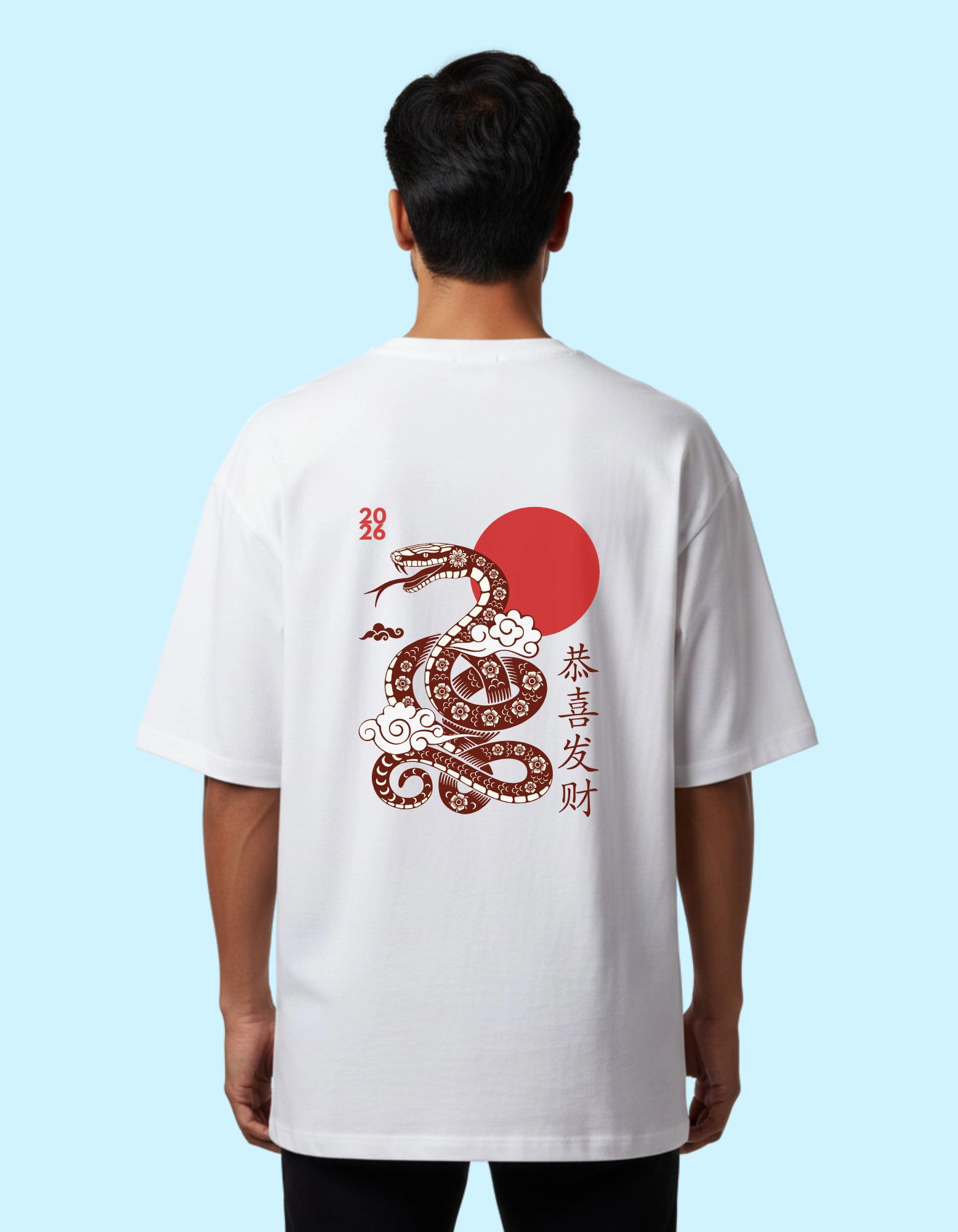 The Lunar Serpent Oversized French Terry Cotton T-Shirt 240 GSM  White