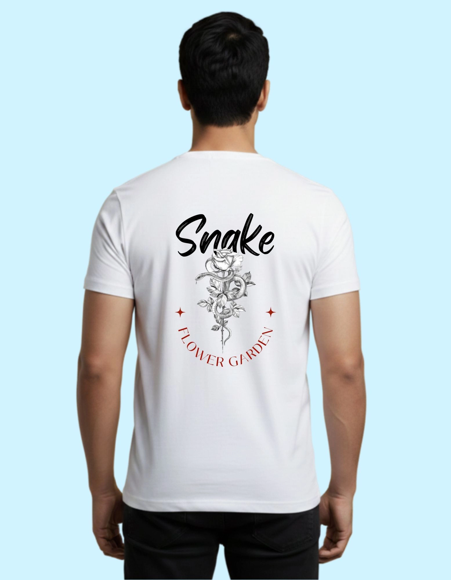 The Snake Flower Cotton T-Shirt 180 GSM Round Neck  White