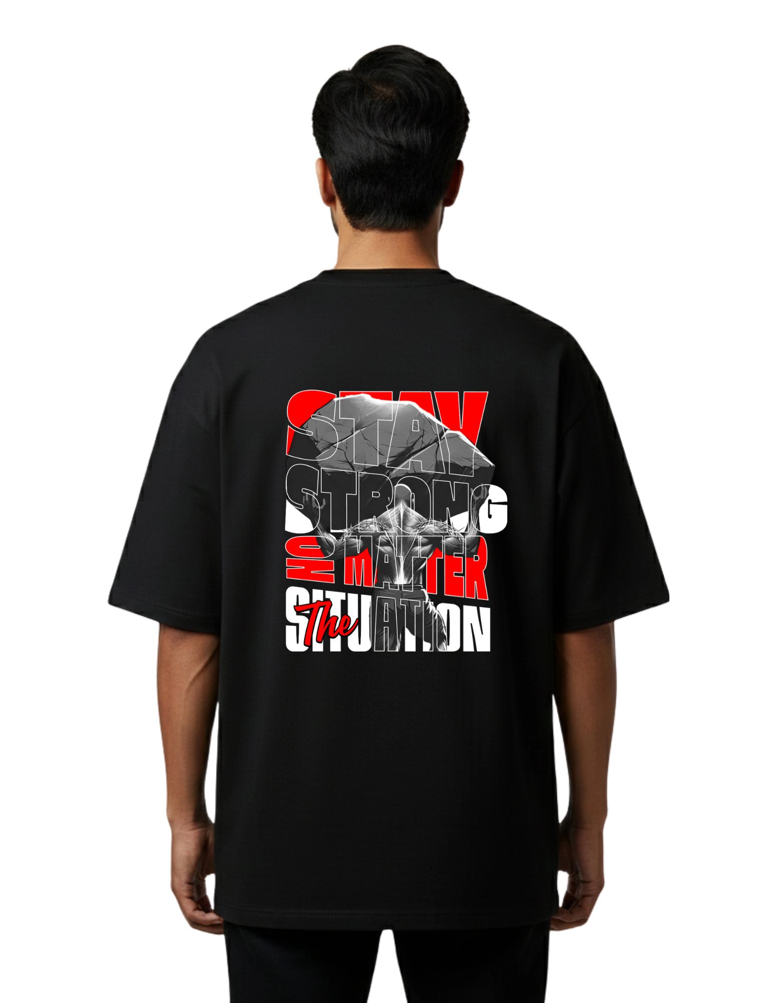 The Strong Man Oversize Cotton French Terry T-Shirt 240 GSM Black