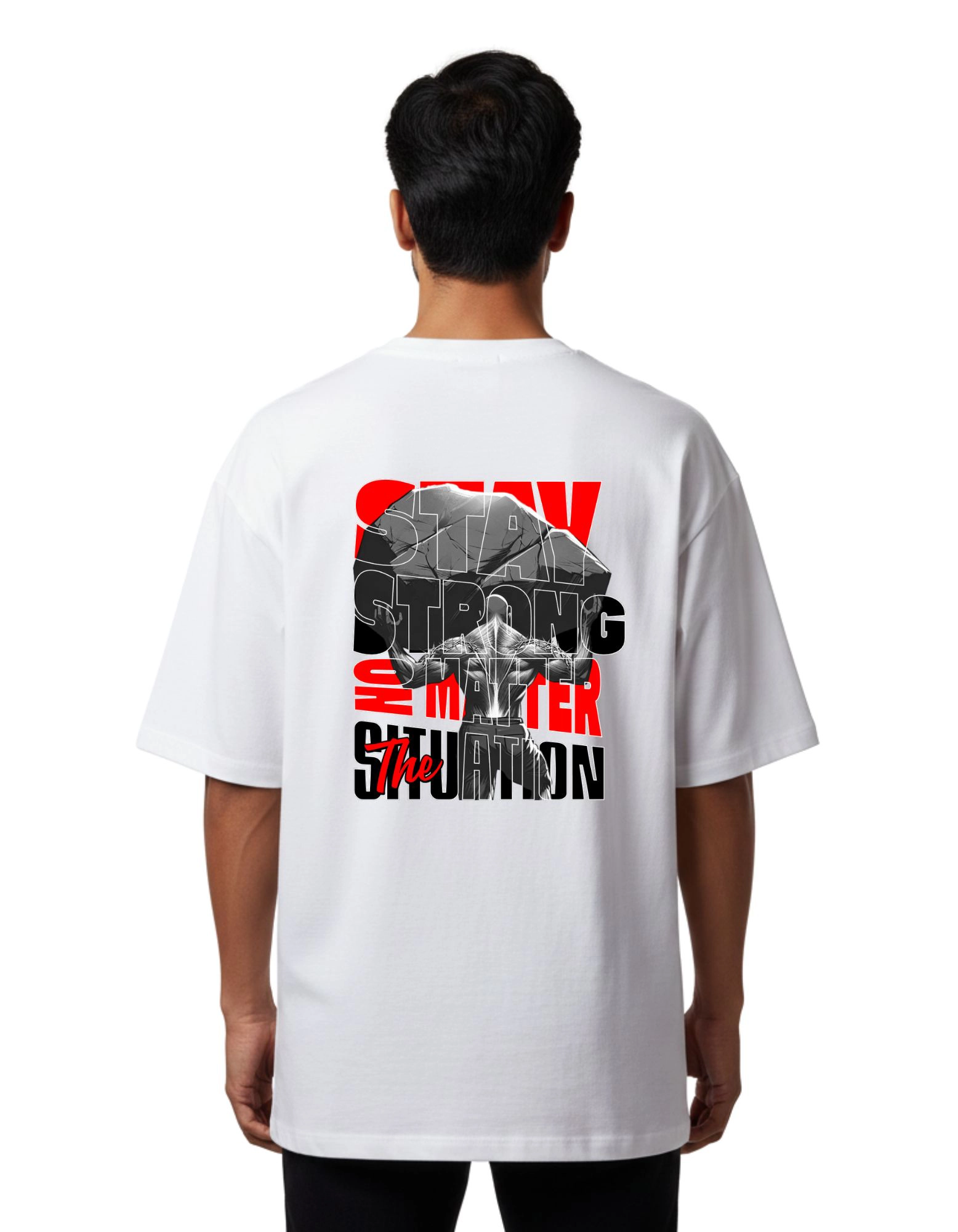 The Strong Man Oversize Cotton French Terry T-Shirt 240 GSM White