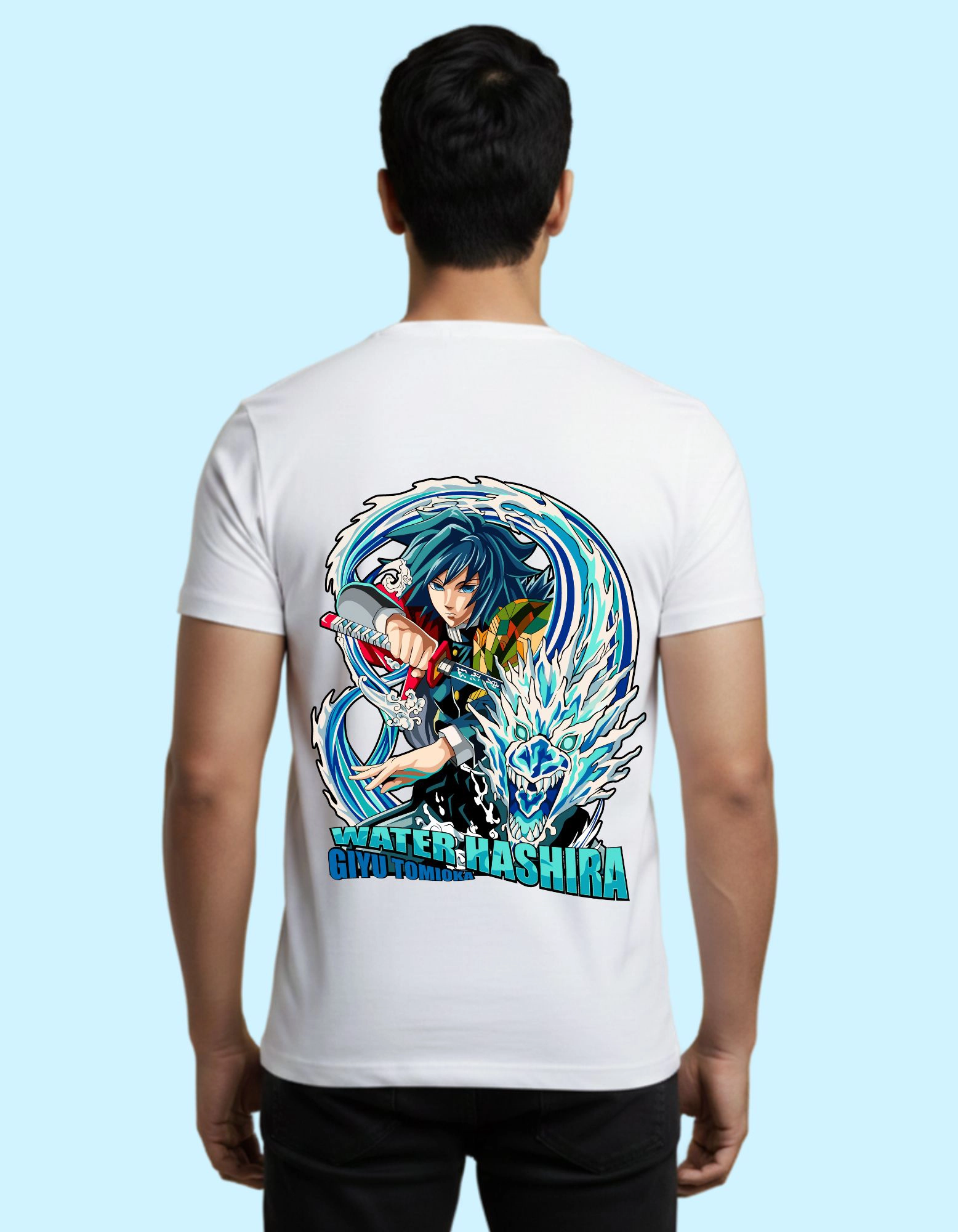 The Water Hashira Cotton T-Shirt 180 GSM Round Neck White