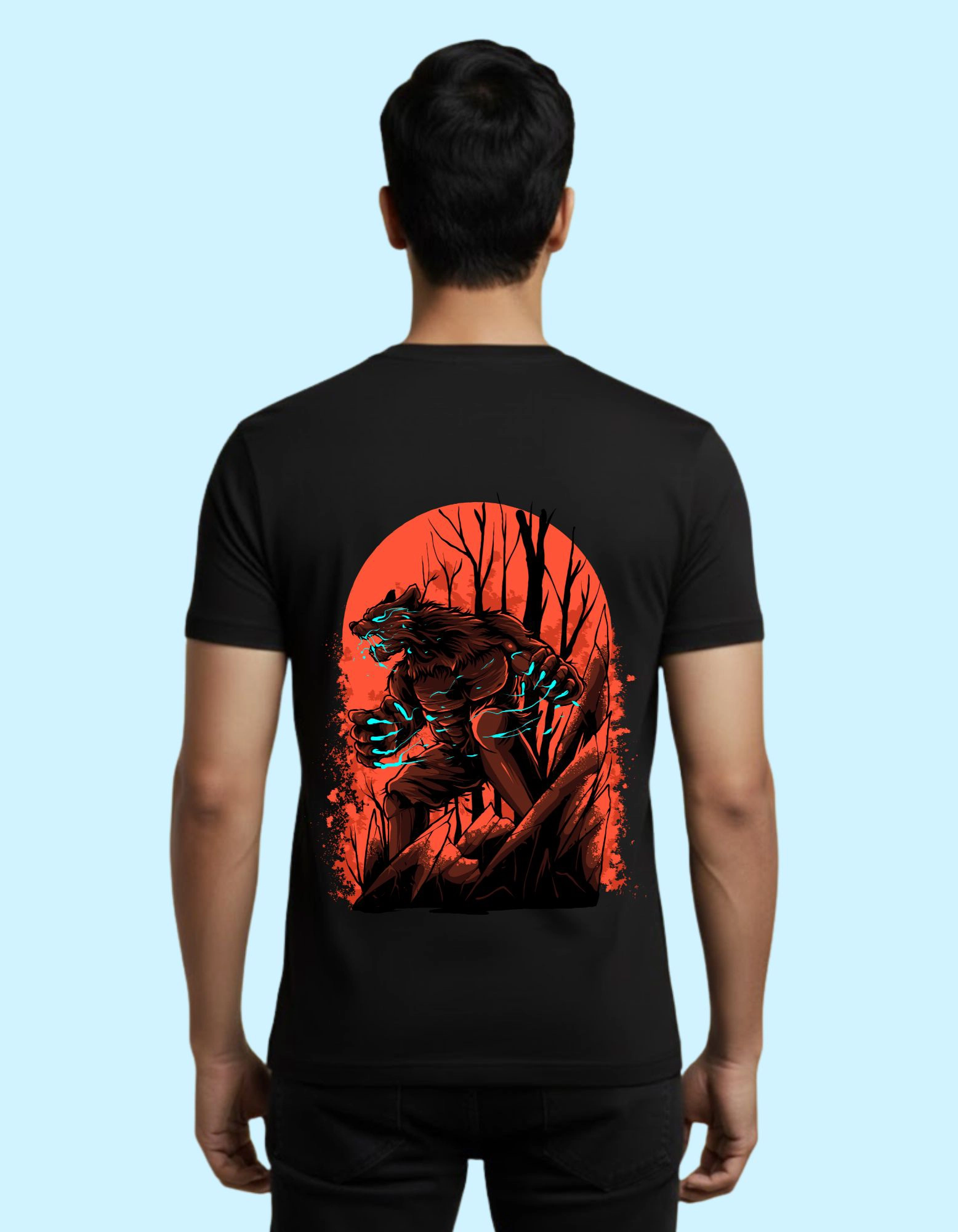 The Werewolf Cotton T-Shirt 180 GSM Round Neck Black