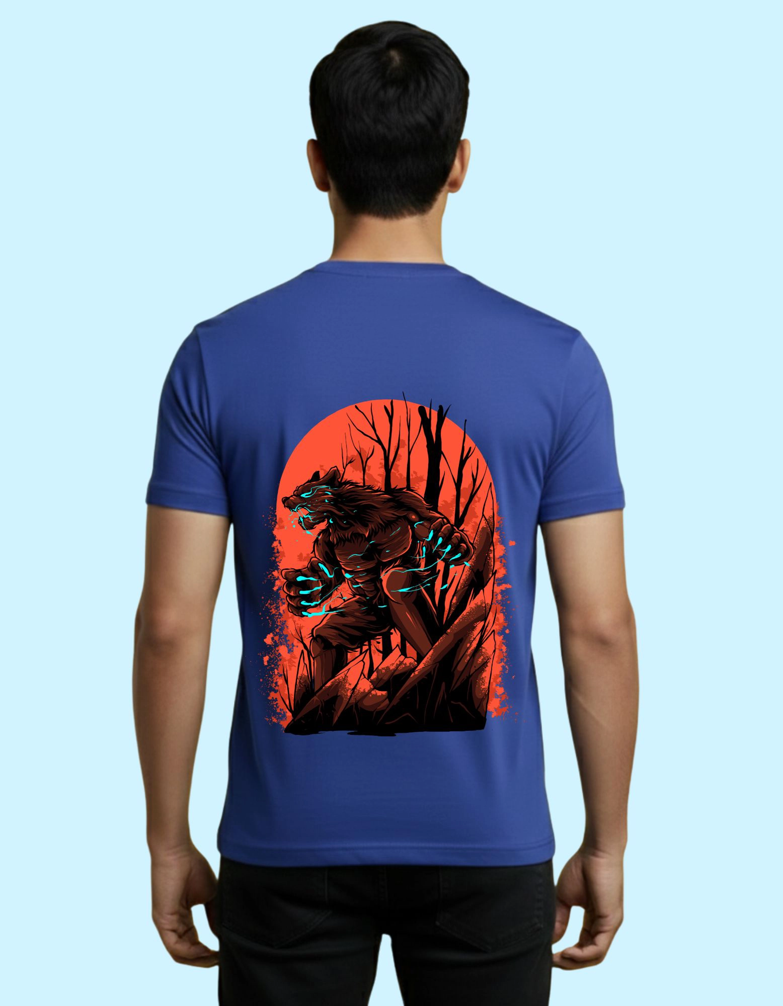 The Werewolf Cotton T-Shirt 180 GSM Round Neck Royal Blue