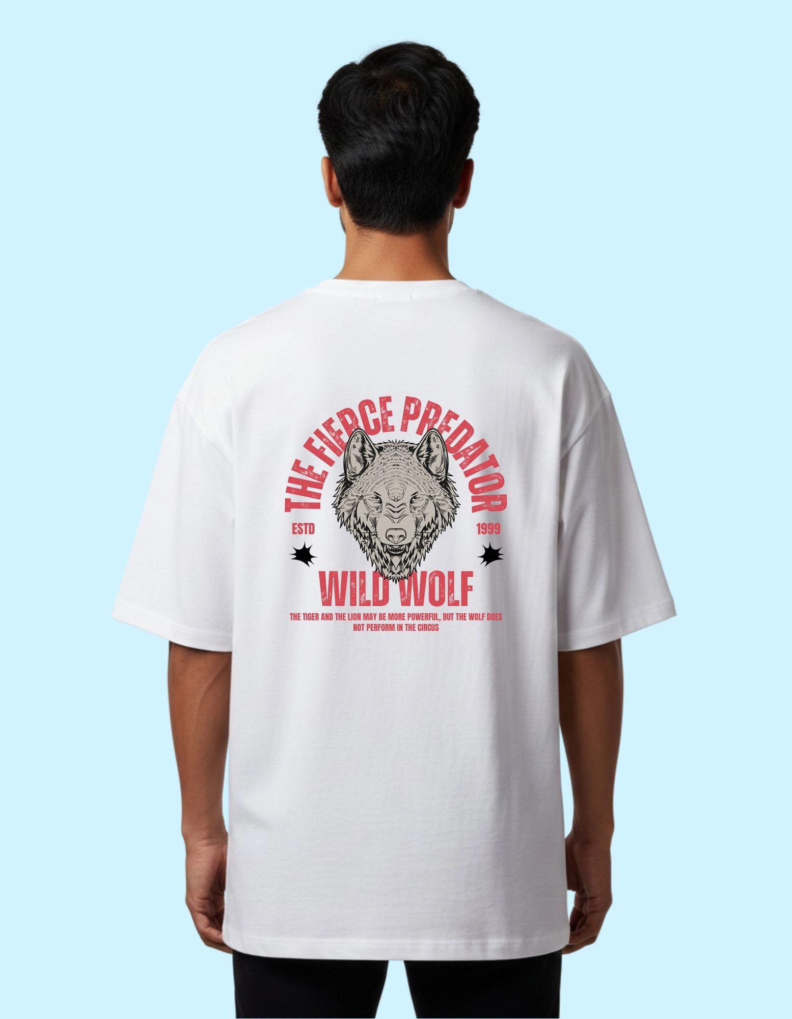 The Wild Wolf Oversized French Terry Cotton T-Shirt 240 GSM White