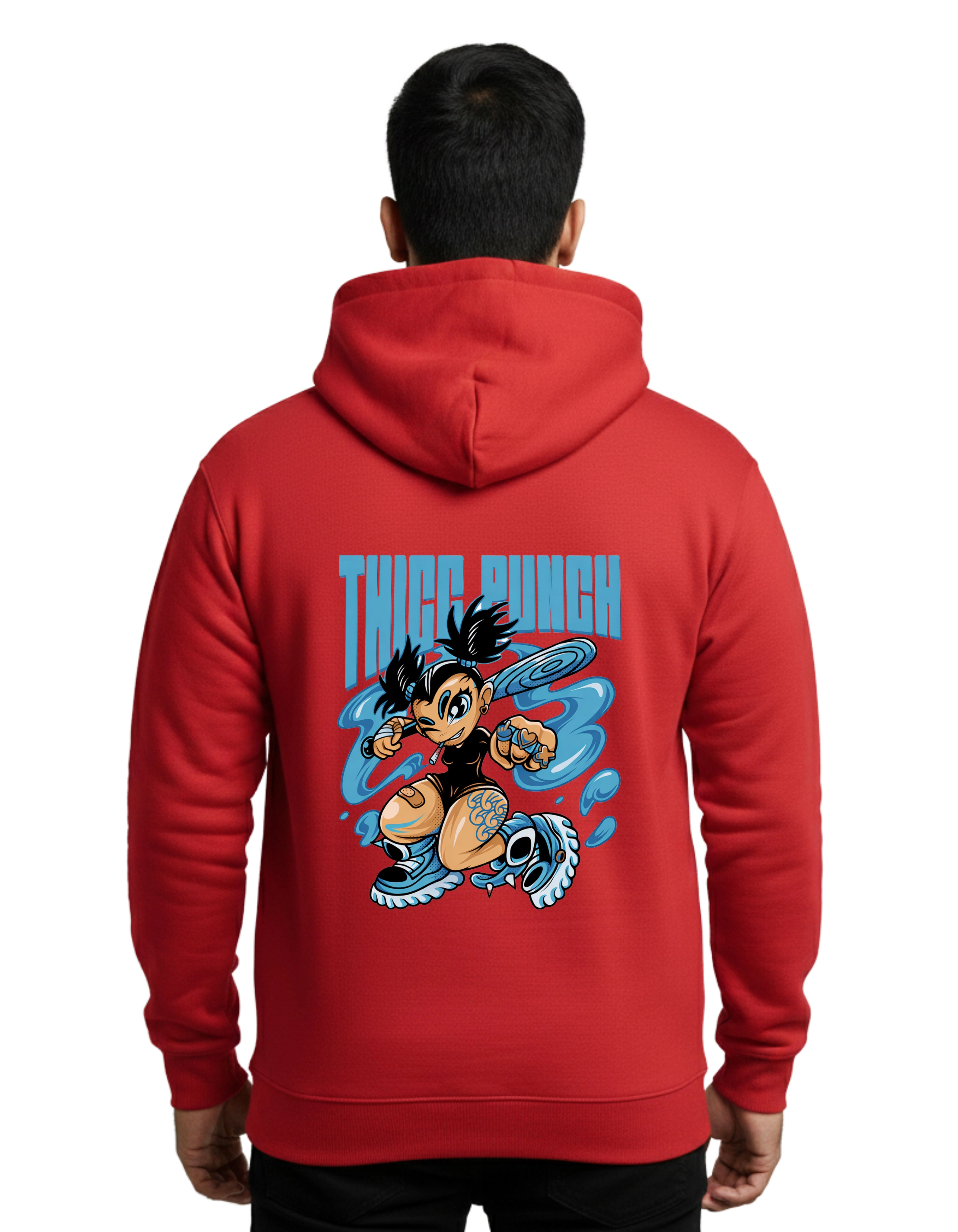 Thicc Punch Cotton Hoodie Without Zipper 300 GSM Red