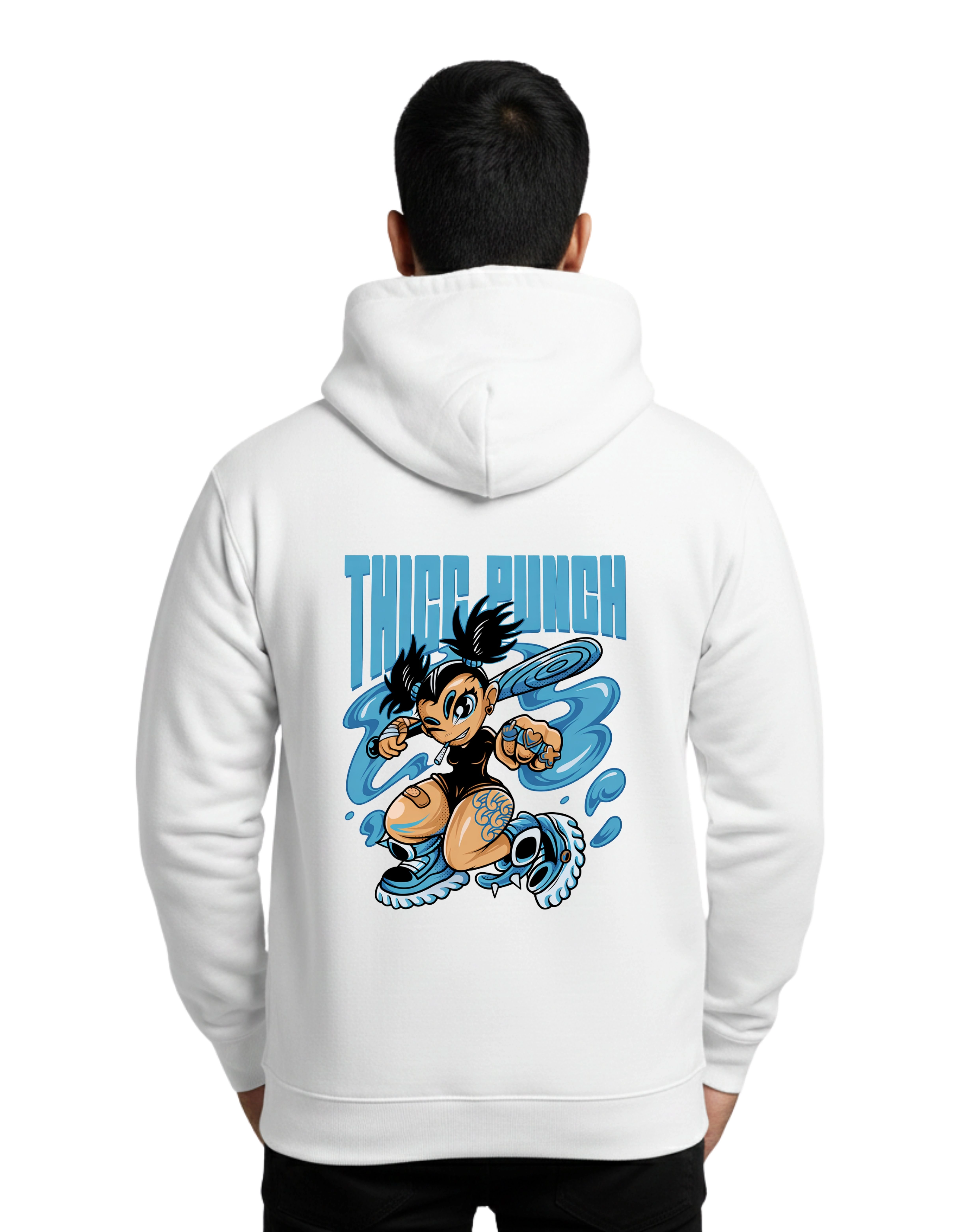Thicc Punch Cotton Hoodie Without Zipper 300 GSM White