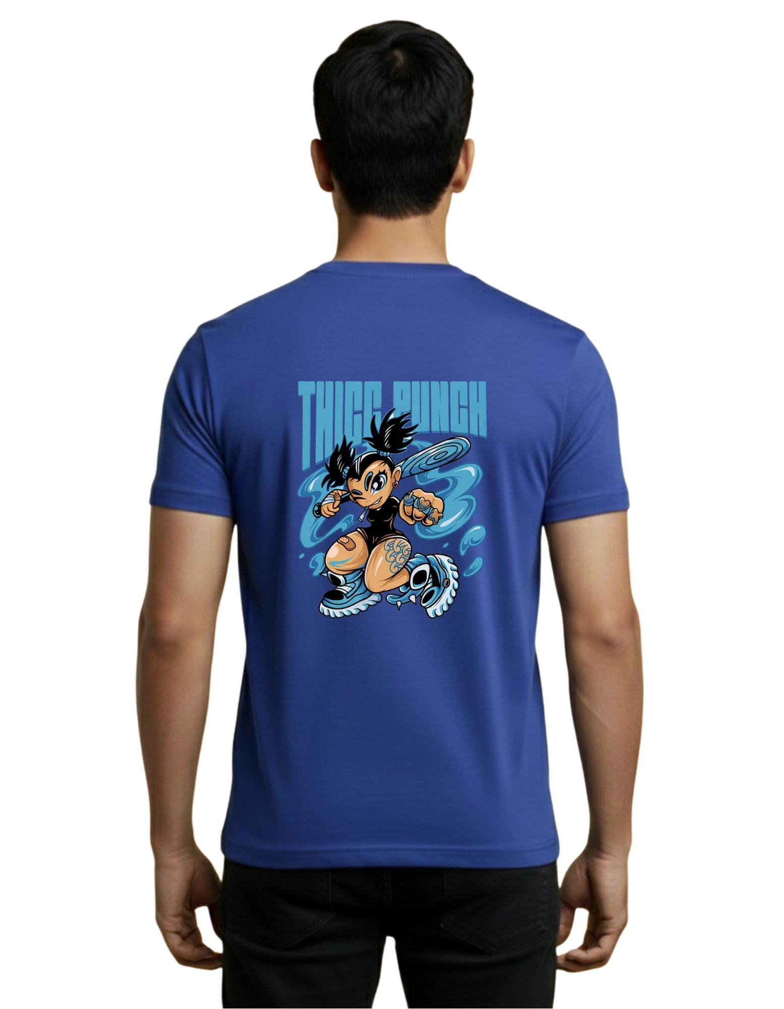 Thicc Punch Cotton Round Neck T-Shirt 180 GSM Royal Blue
