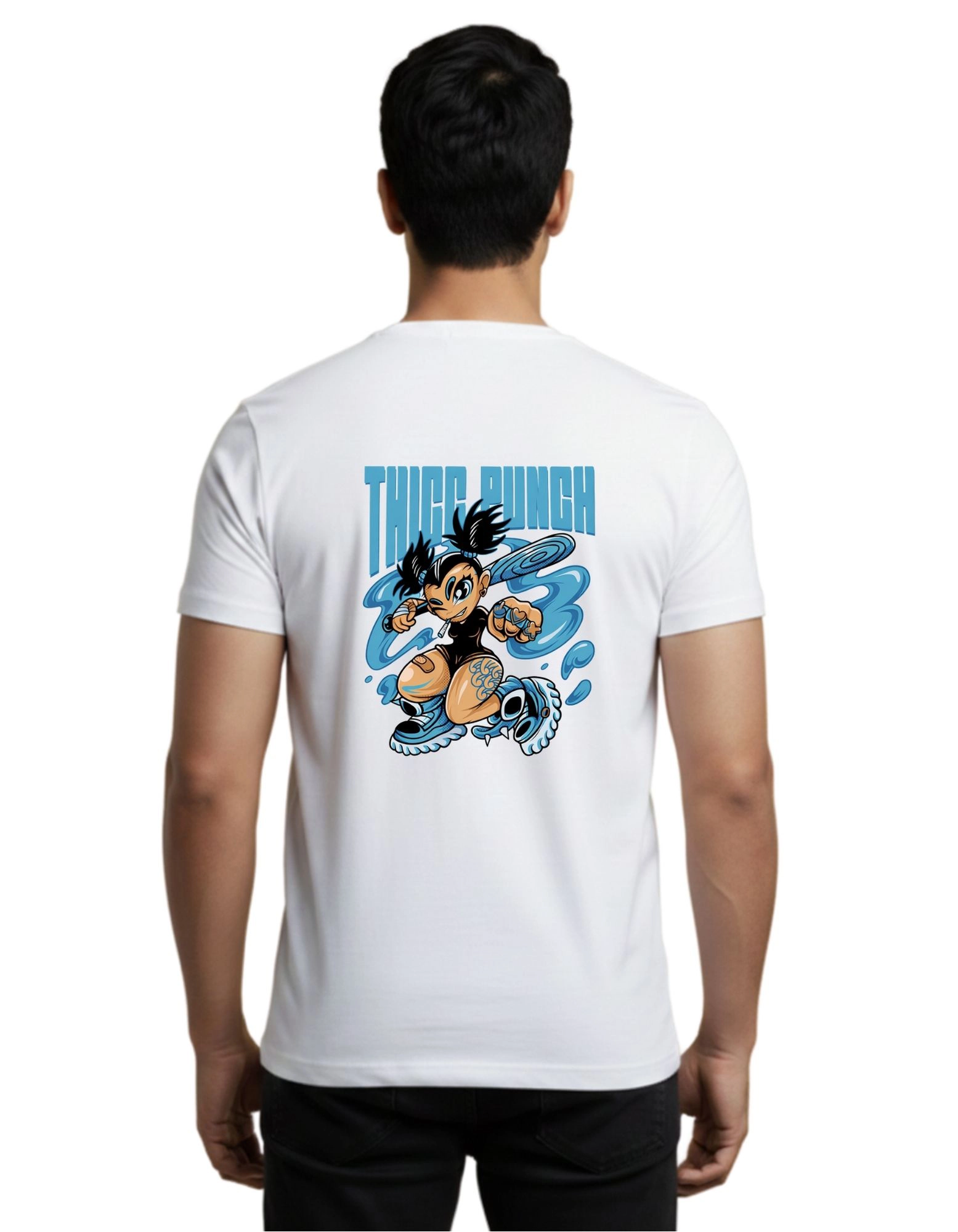 Thicc Punch Cotton Round Neck T-Shirt 180 GSM White