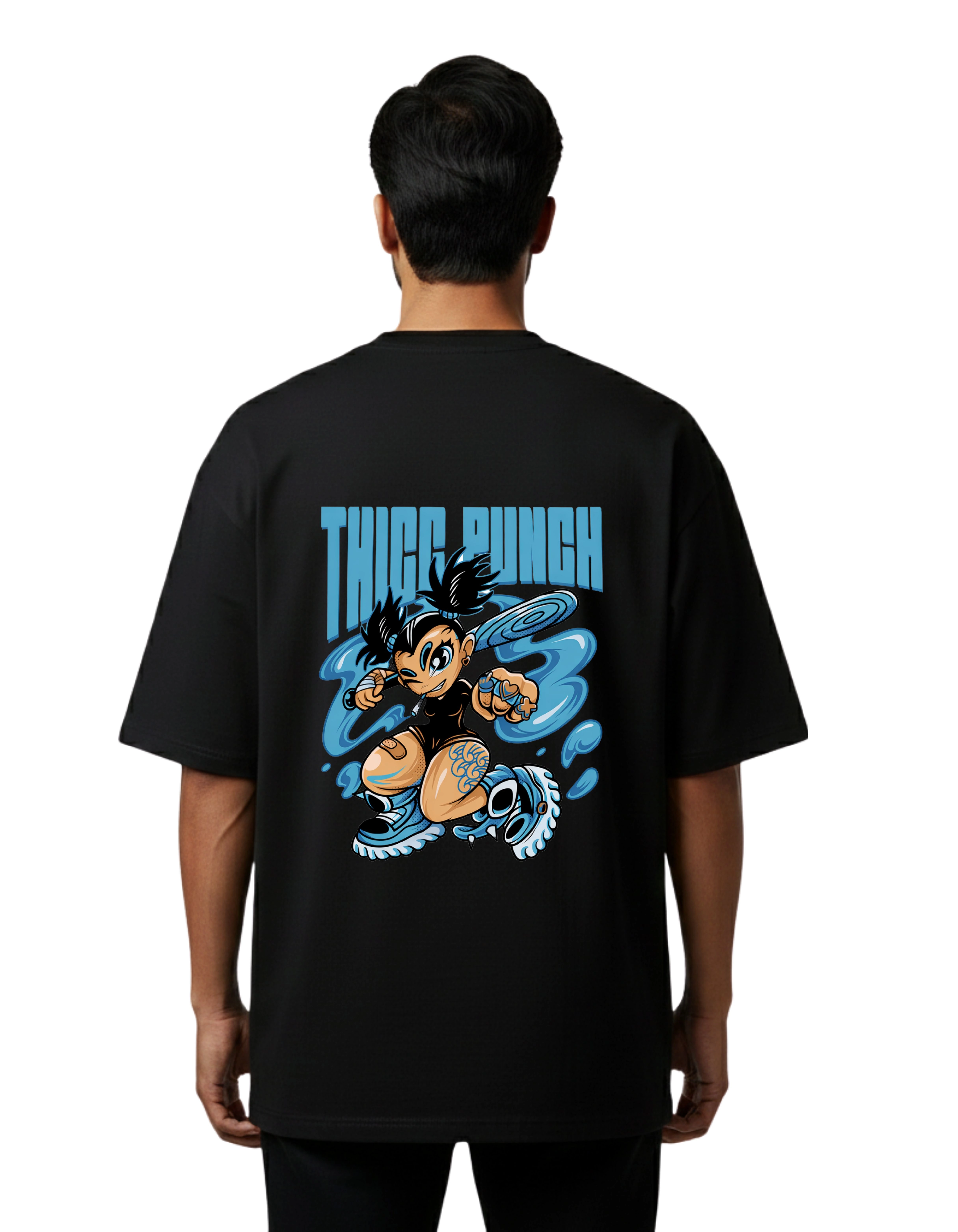 Thicc Punch Oversize Cotton French Terry T-Shirt 240 GSM Black