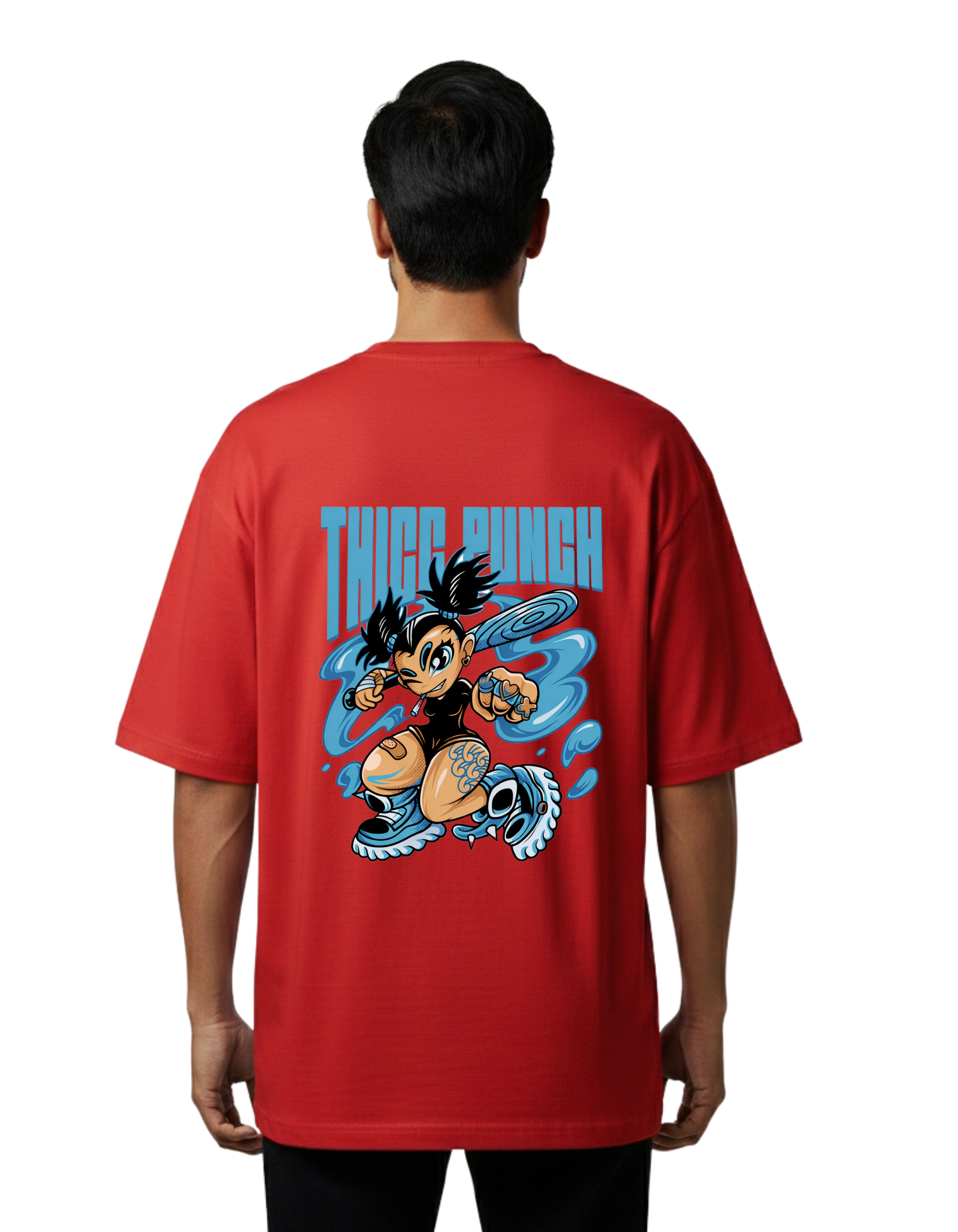 Thicc Punch Oversize Cotton French Terry T-Shirt 240 GSM Red