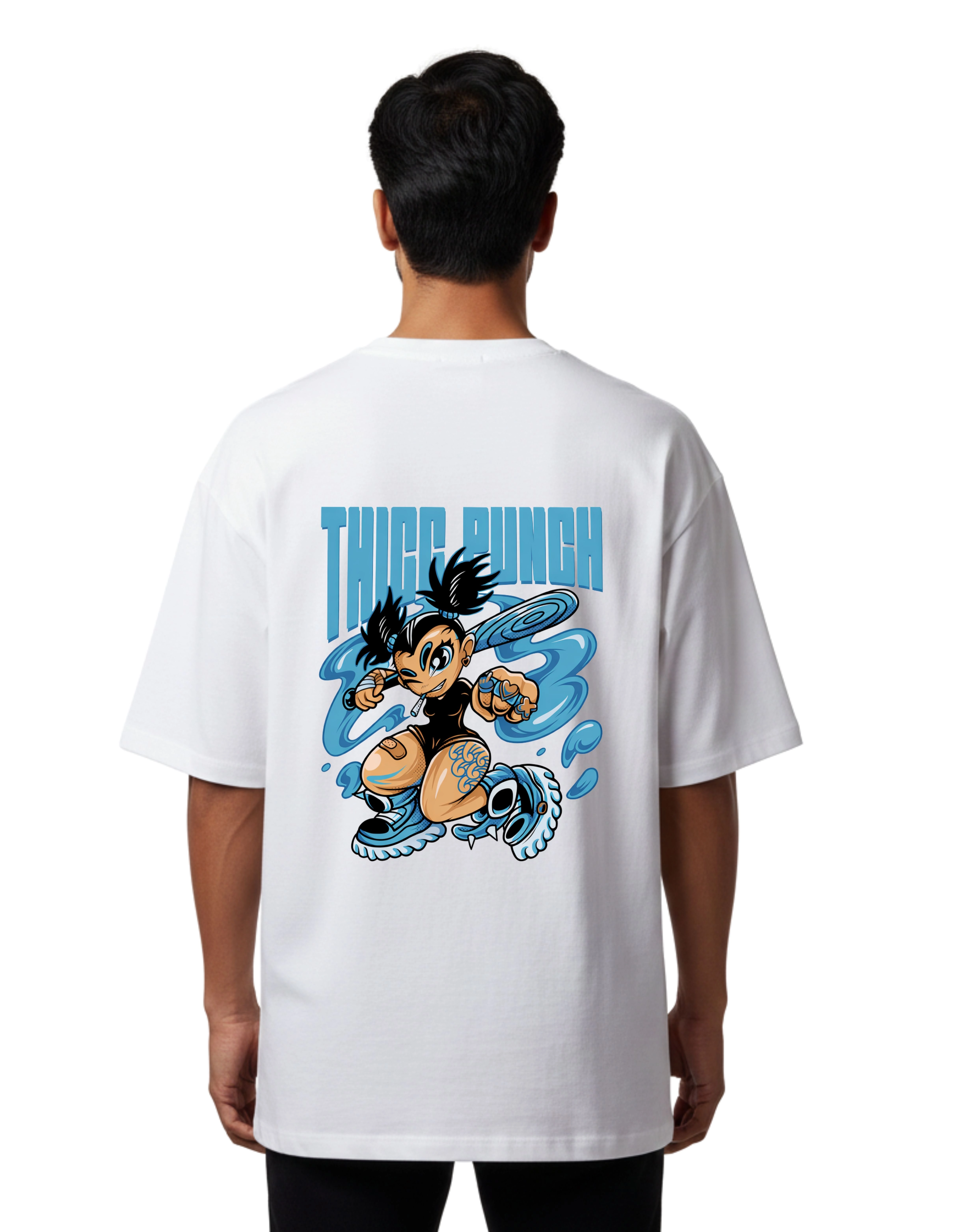 Thicc Punch Oversize Cotton French Terry T-Shirt 240 GSM White