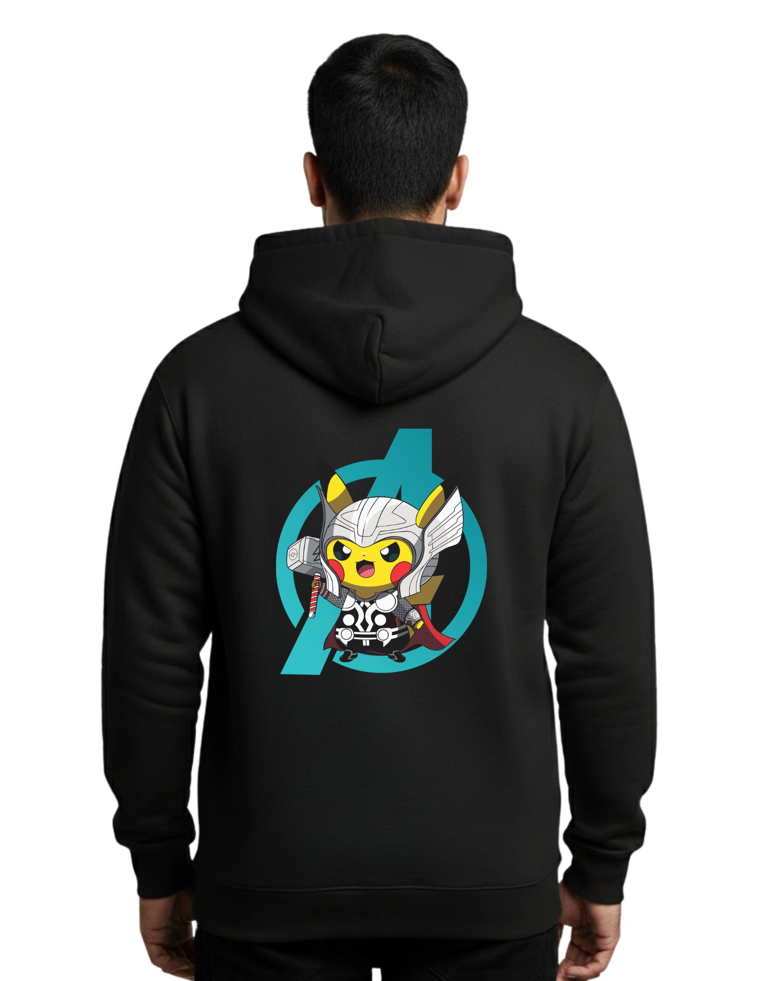 Thunder Pikachu Cotton Hoodie Without Zipper 300 GSM Black