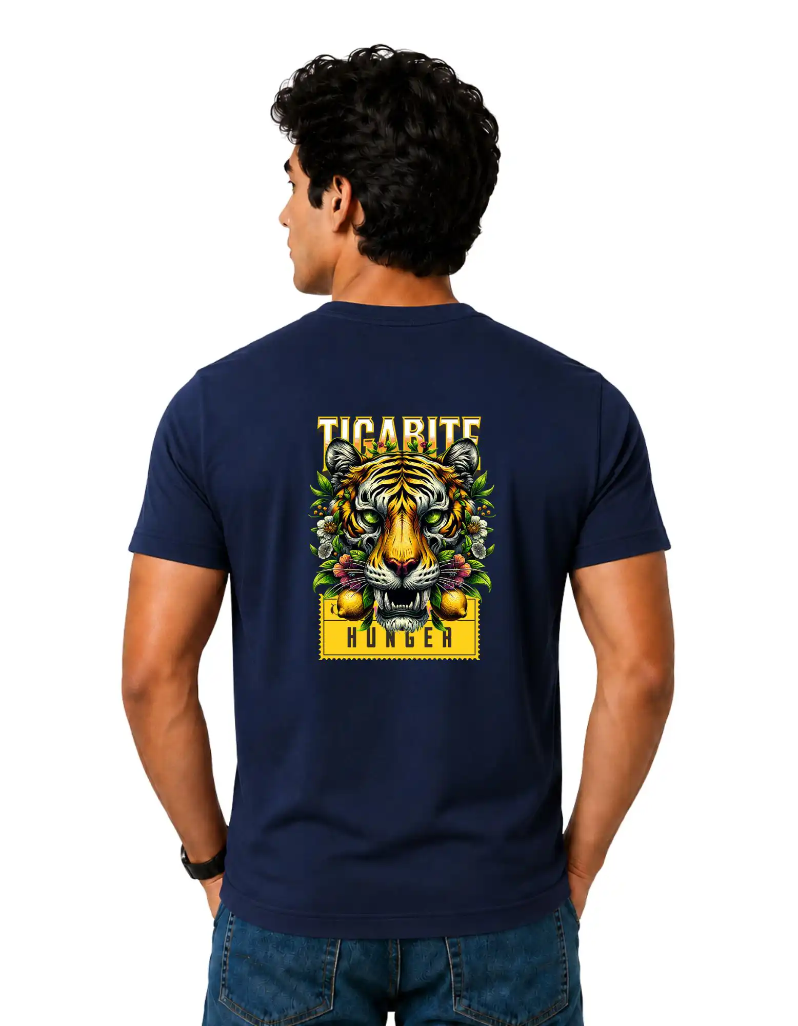Tigabite Hunger Cotton Round Neck T-Shirt 180 GSM Navy Blue