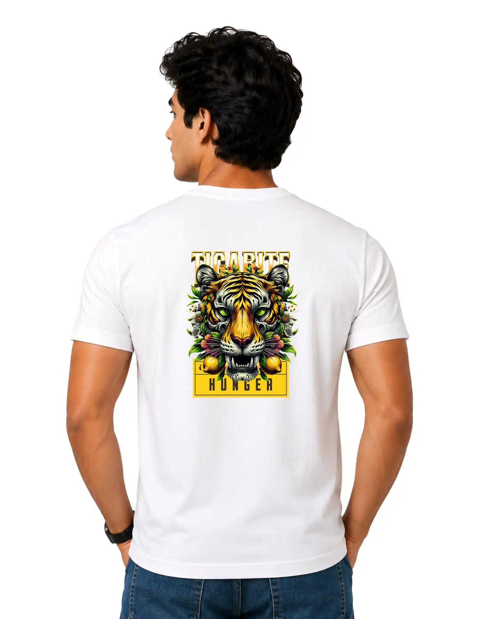 Tigabite Hunger Cotton Round Neck T-Shirt 180 GSM White