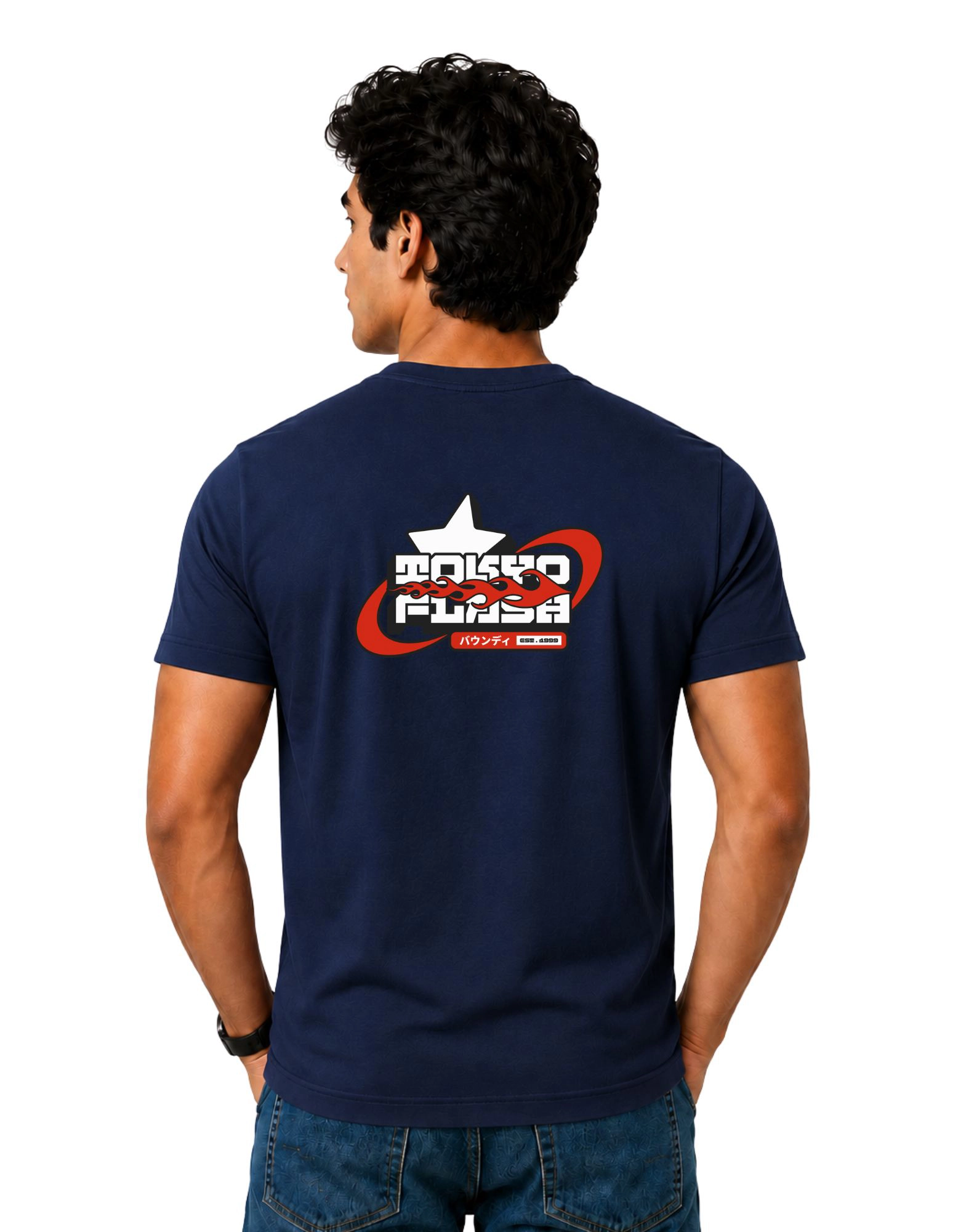 Tokyo Flash Cotton Round Neck T-Shirt 180 GSM Navy Blue
