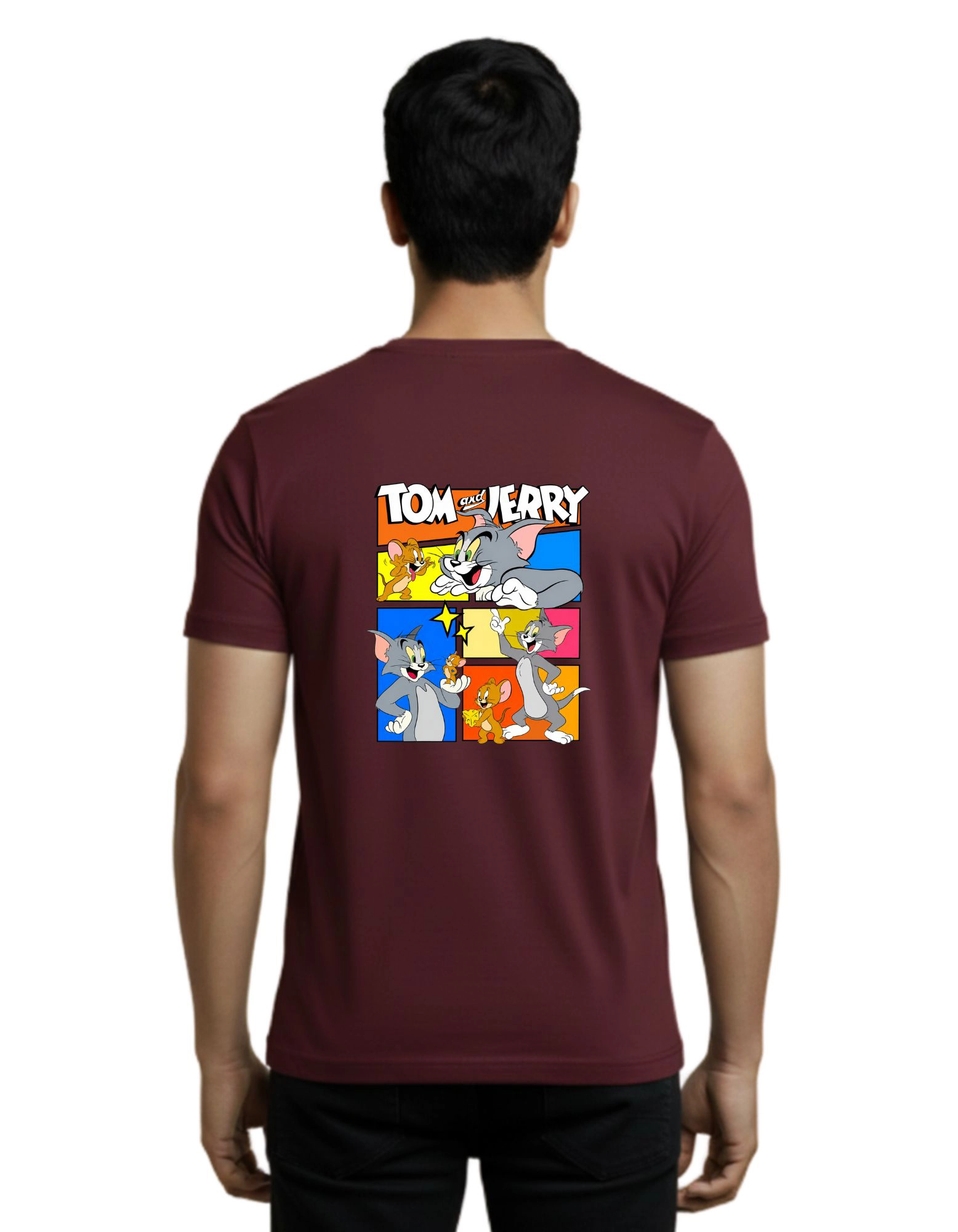 Tom & Jerry Classic Cartoon Cotton Round Neck T-Shirt 180 GSM Maroon
