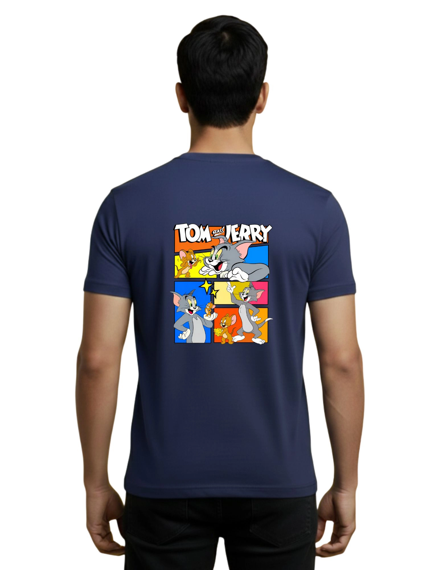 Tom & Jerry Classic Cartoon Cotton Round Neck T-Shirt 180 GSM Navy Blue