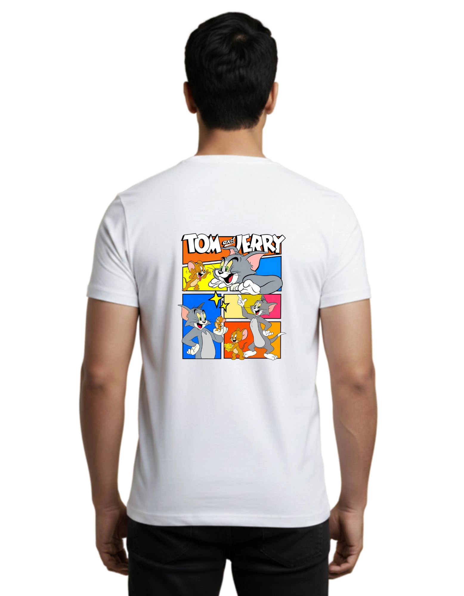 Tom & Jerry Classic Cartoon Cotton Round Neck T-Shirt 180 GSM White