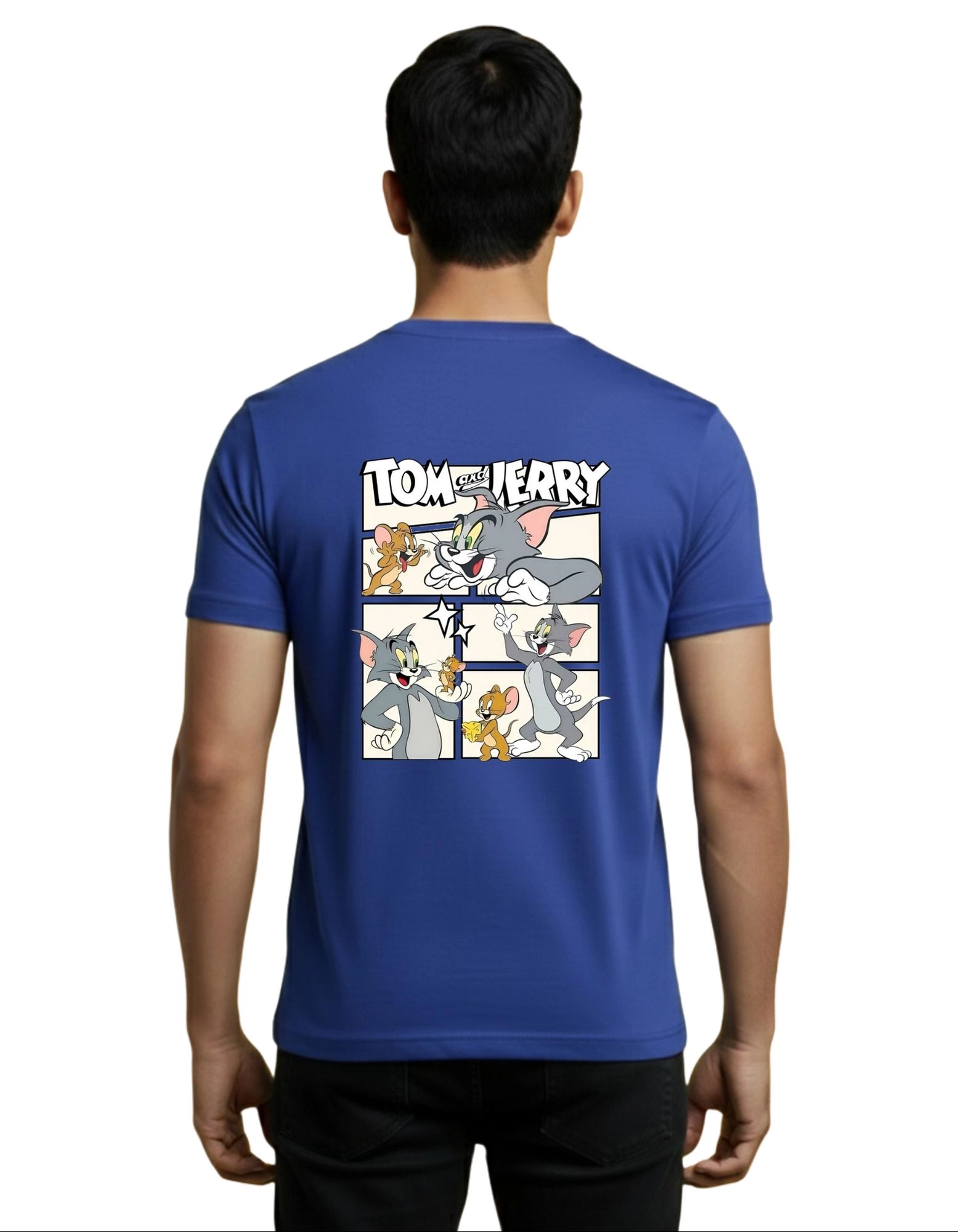 Tom and Jerry Cotton Round Neck T-Shirt 180 GSM Royal Blue