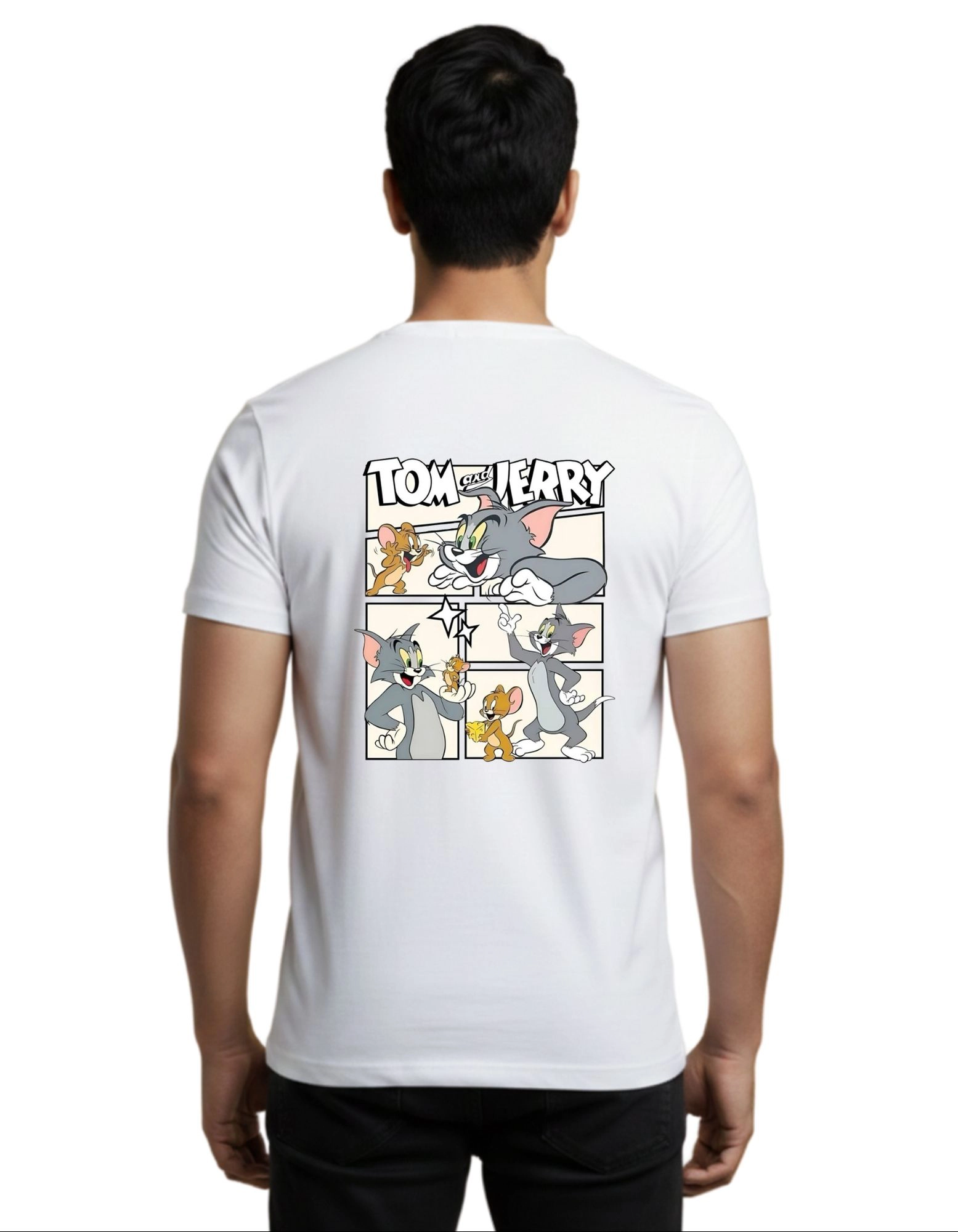 Tom and Jerry Cotton Round Neck T-Shirt 180 GSM White
