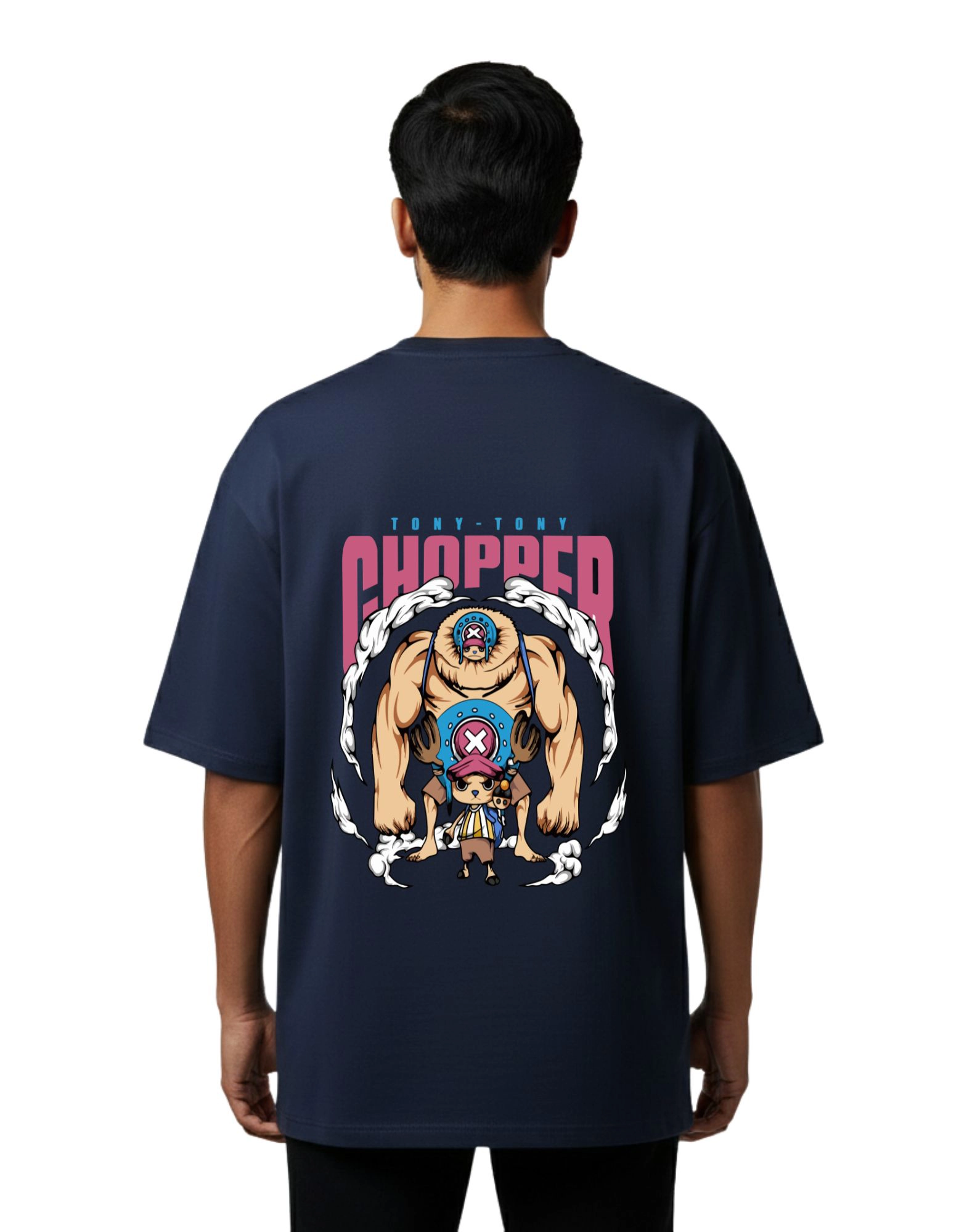 Tony Tony Chopper Oversized Cotton French Terry T-Shirt 240 GSM Navy Blue