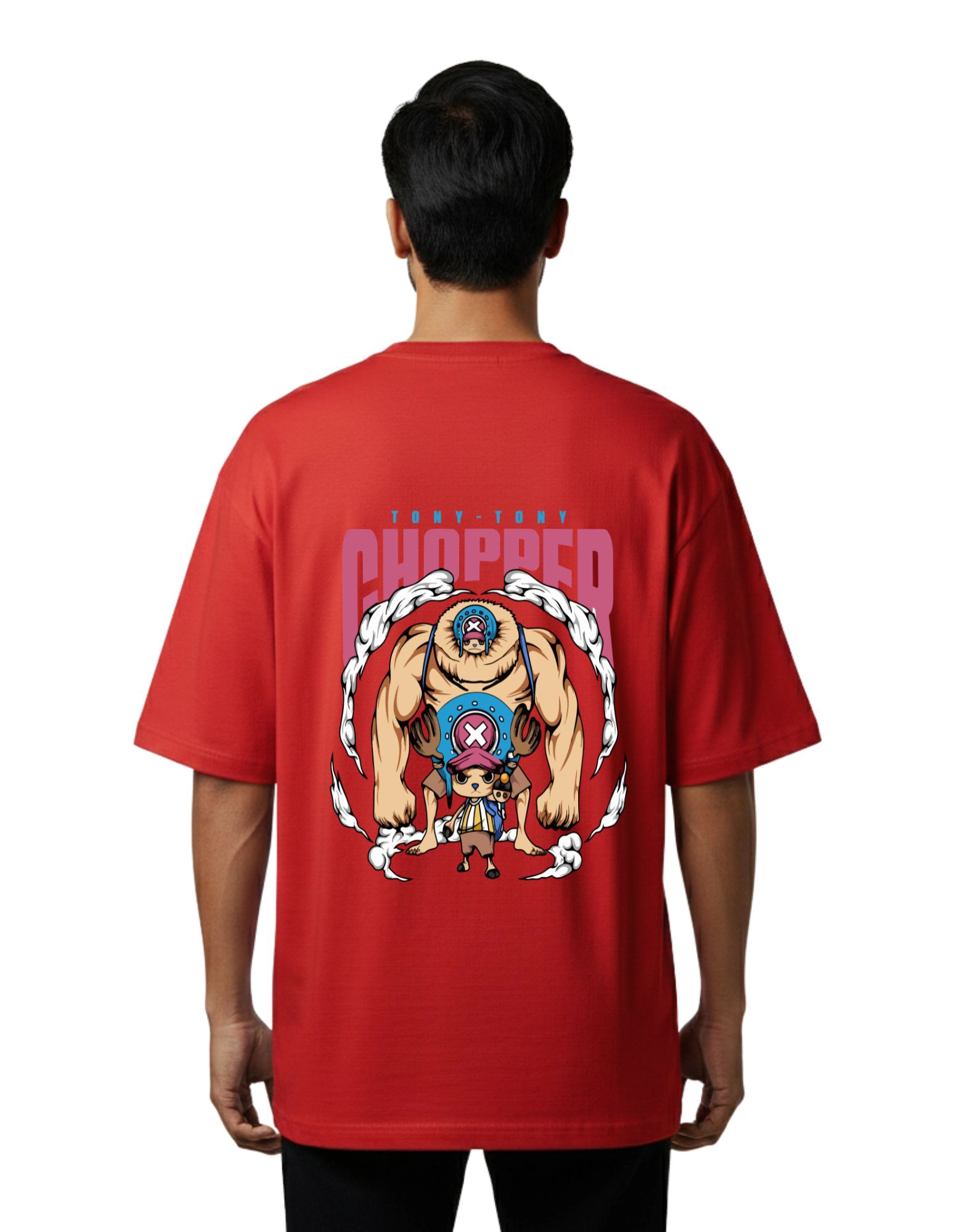 Tony Tony Chopper Oversized Cotton French Terry T-Shirt 240 GSM Red