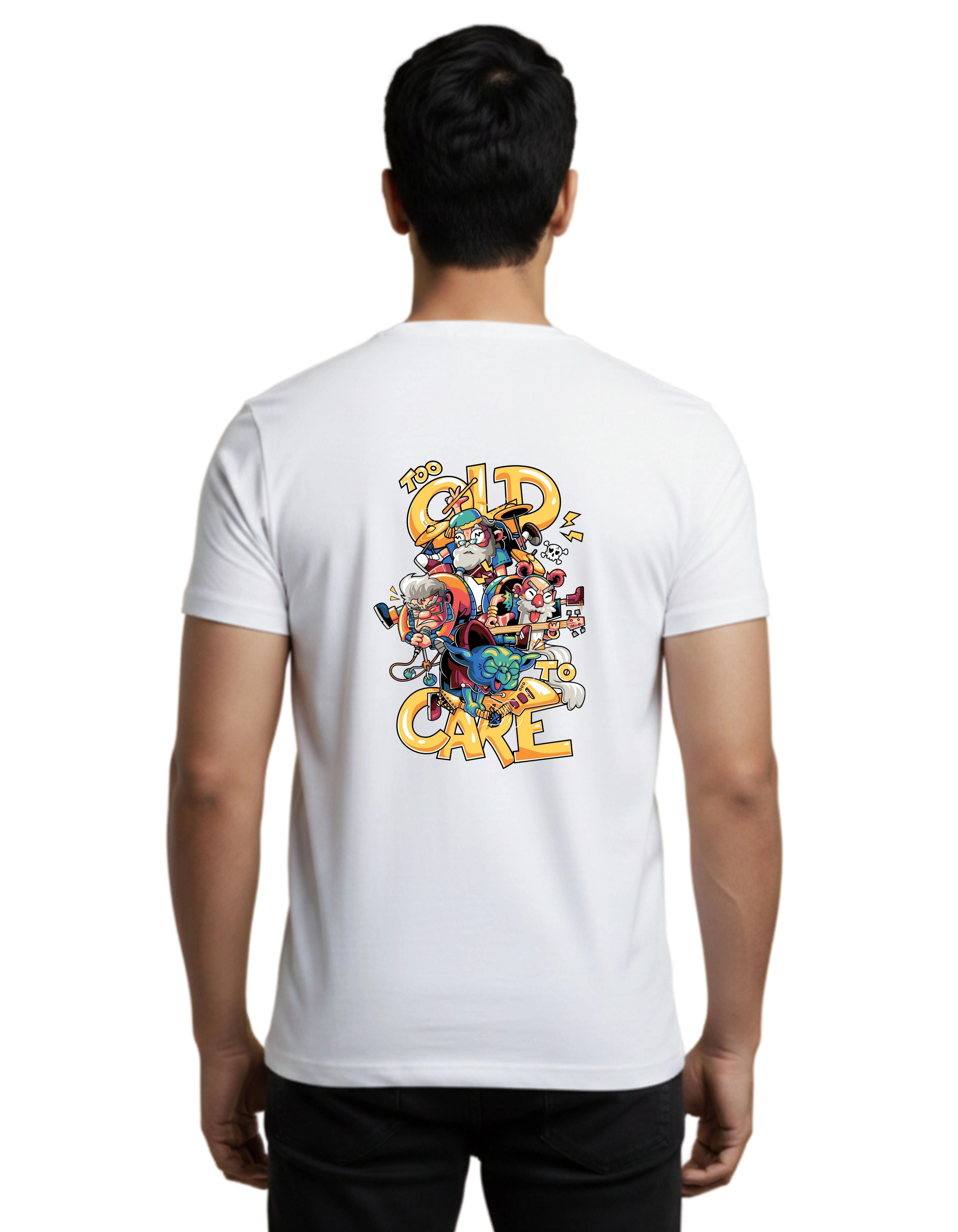 Too Old To Care Graphic Cotton Round Neck T-Shirt 180 GSM White