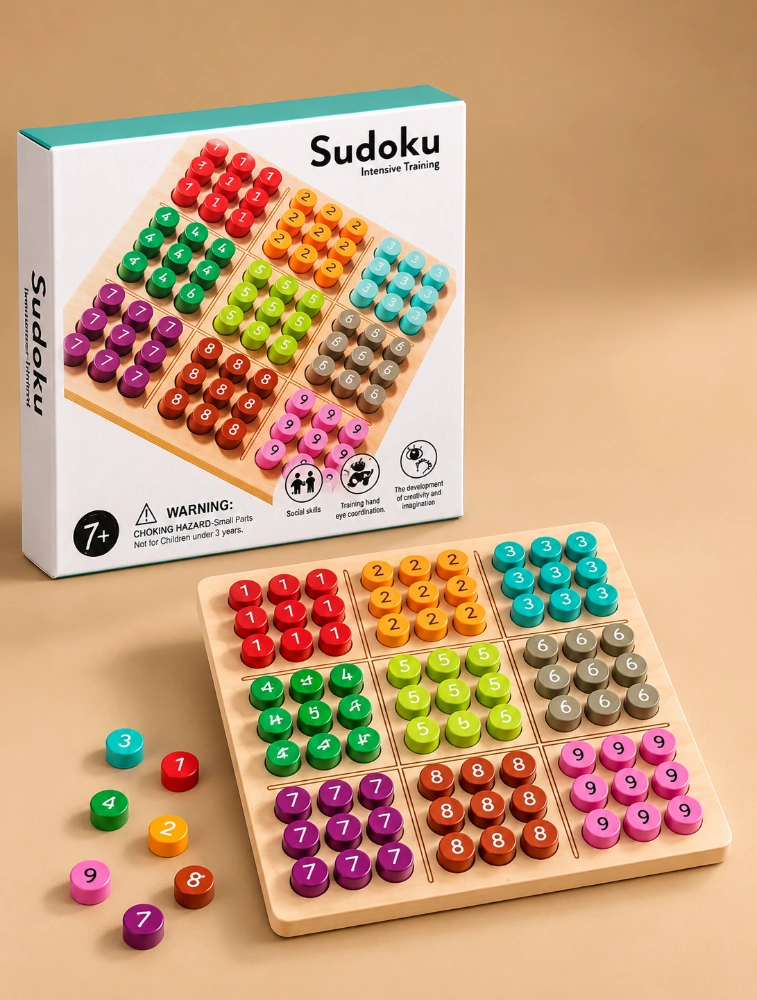 Tot2hom  Premium Wooden Suduko Board Game With 91 Wooden Number Coins