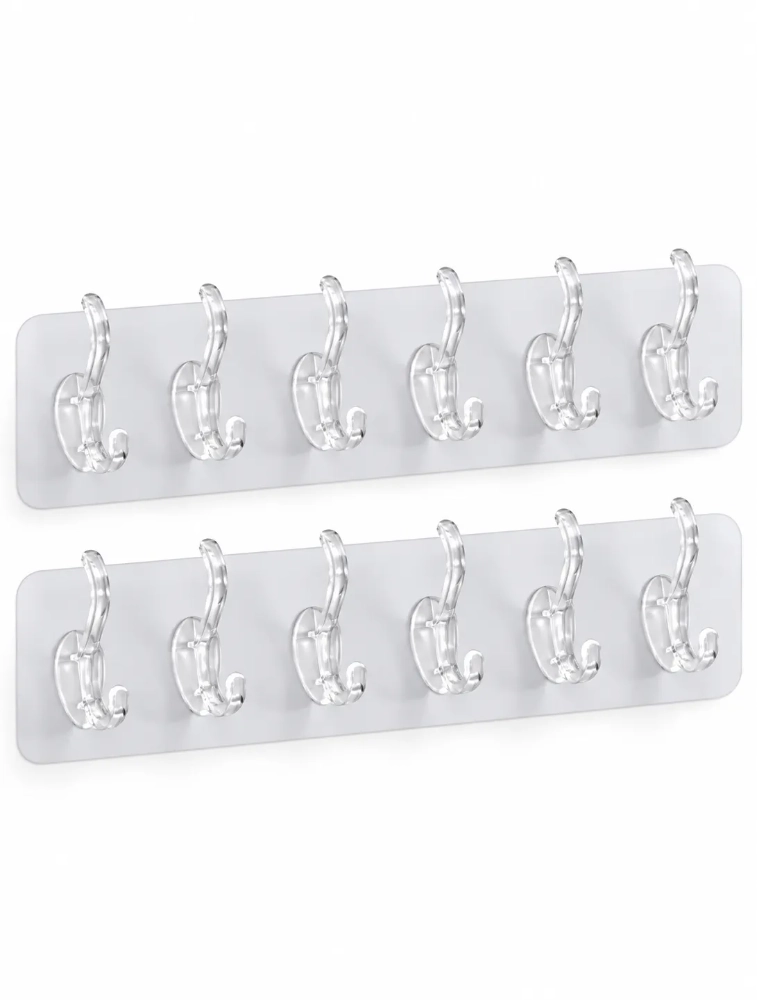 Tot2hom Adhesive 6 Wall Hook Hanger 2Pc Set