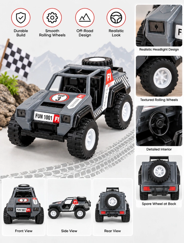Tot2hom Free Wheel Racing Jeep Toy Car Grey
