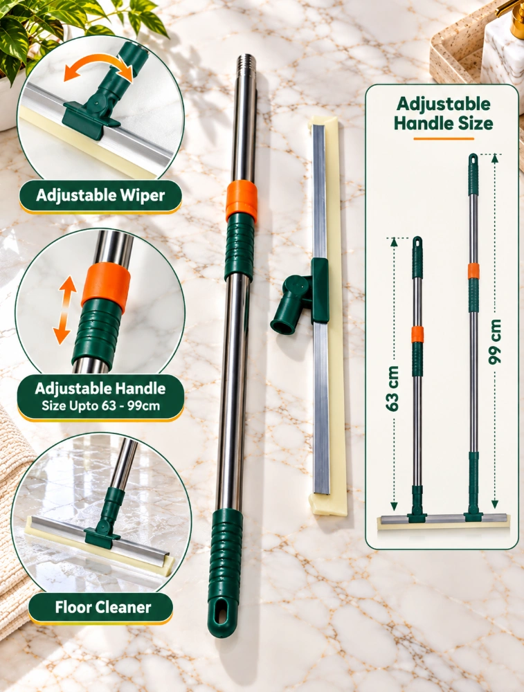 KamoraHub Tot2hom Magic Broom Wiper Or Mop Adjustable Floor Cleaner 63 To 69 Cm Green