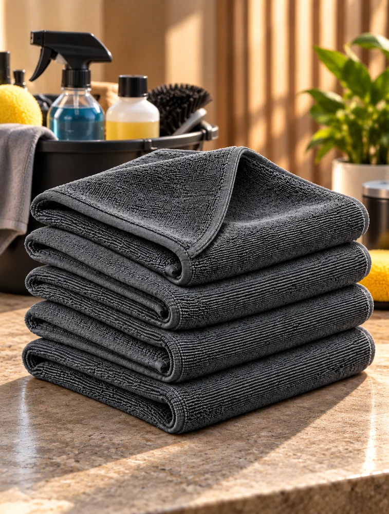 Tot2hom Microfiber Cloth For Car Cleaning 350 Gsm Pack Of 5