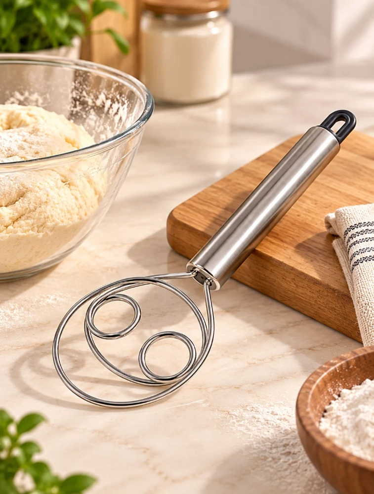Tot2hom Stainless Steel Dough Whisk 1Pc