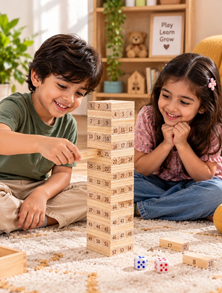 Tot2hom Wooden Blocks Tumbling Tower Game