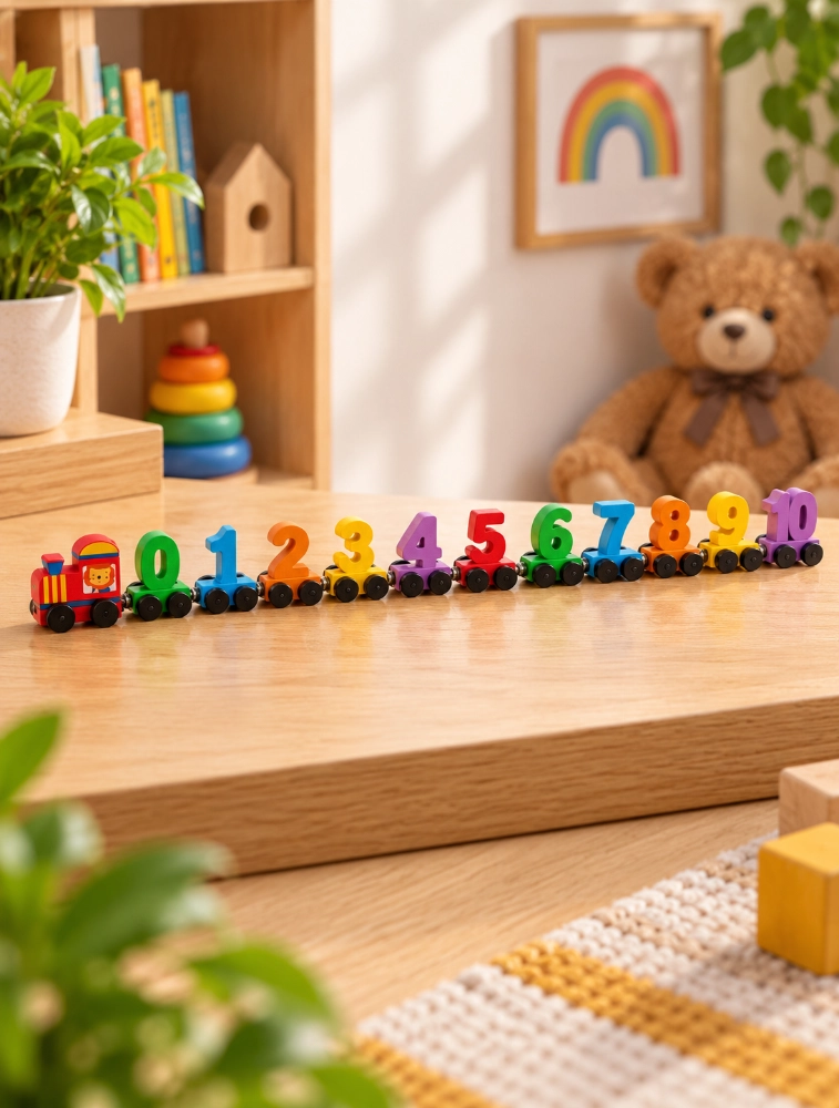 Tot2hom Wooden Magnetic Number Train
