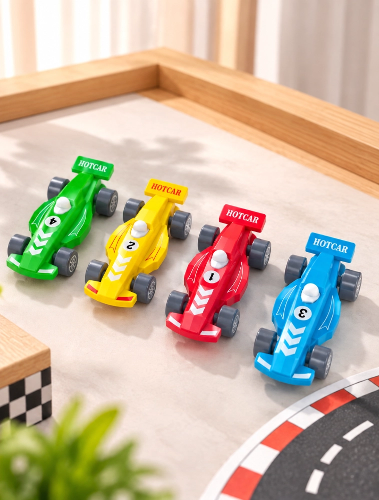 Tot2hom Wooden Race Car Toys Set Of 4 Multi Colour