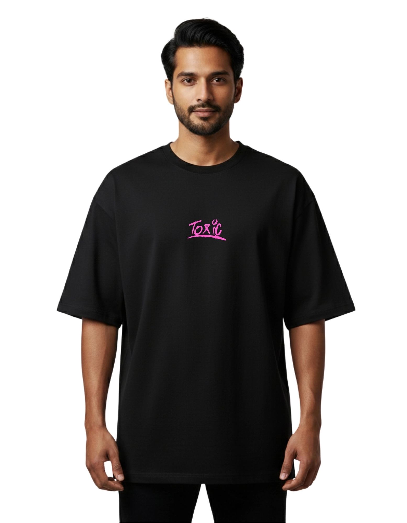 Toxic Code Graphic Oversized Cotton French Terry T-Shirt 240 GSM Black
