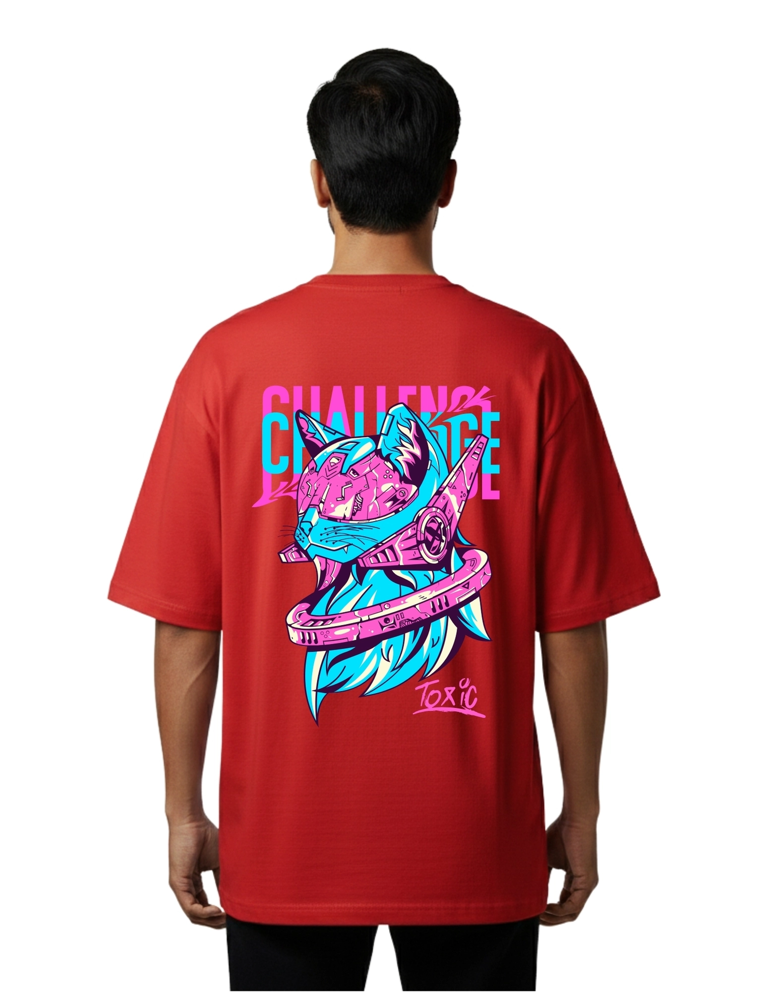 Toxic Code Graphic Oversized Cotton French Terry T-Shirt 240 GSM Red