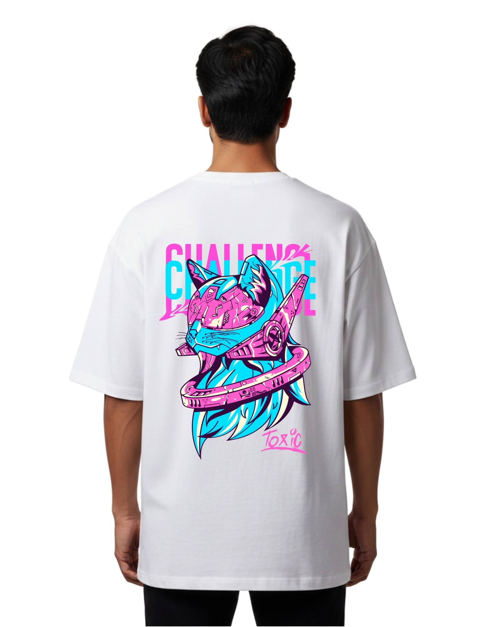 Toxic Code Graphic Oversized Cotton French Terry T-Shirt 240 GSM White