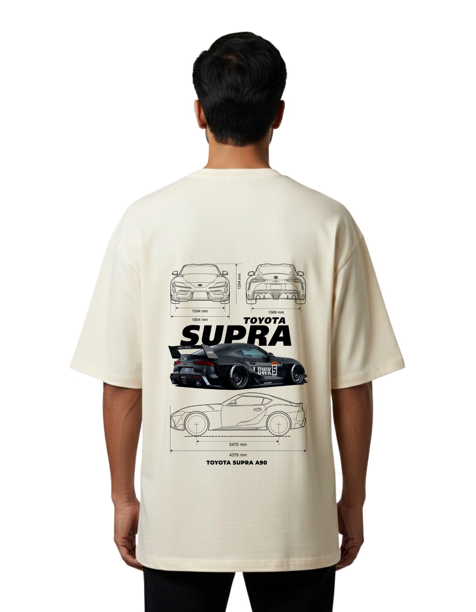 Toyota Supra Oversized French Terry 240 GSM T-Shirt Beige