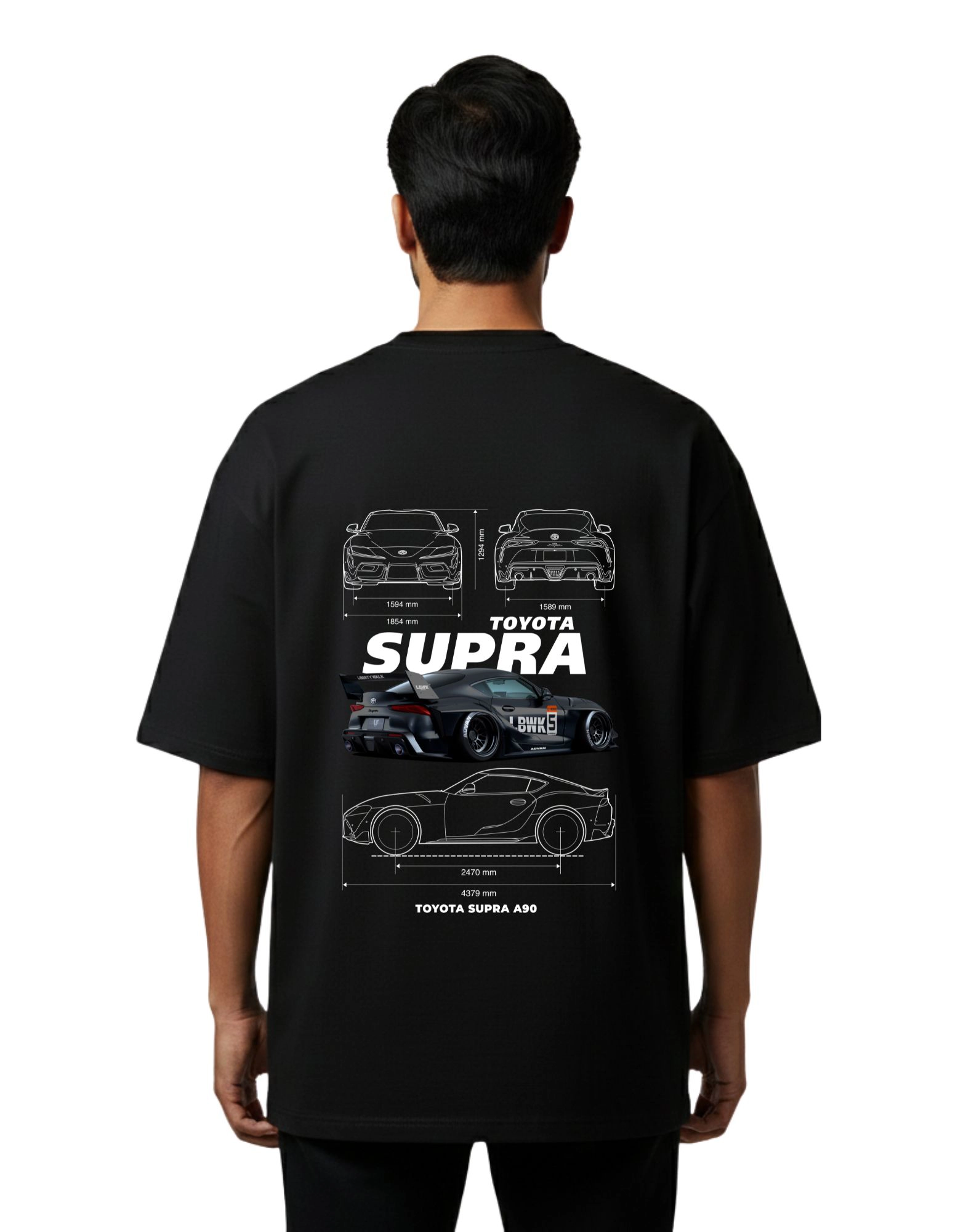 Toyota Supra Oversized French Terry 240 GSM T-Shirt Black
