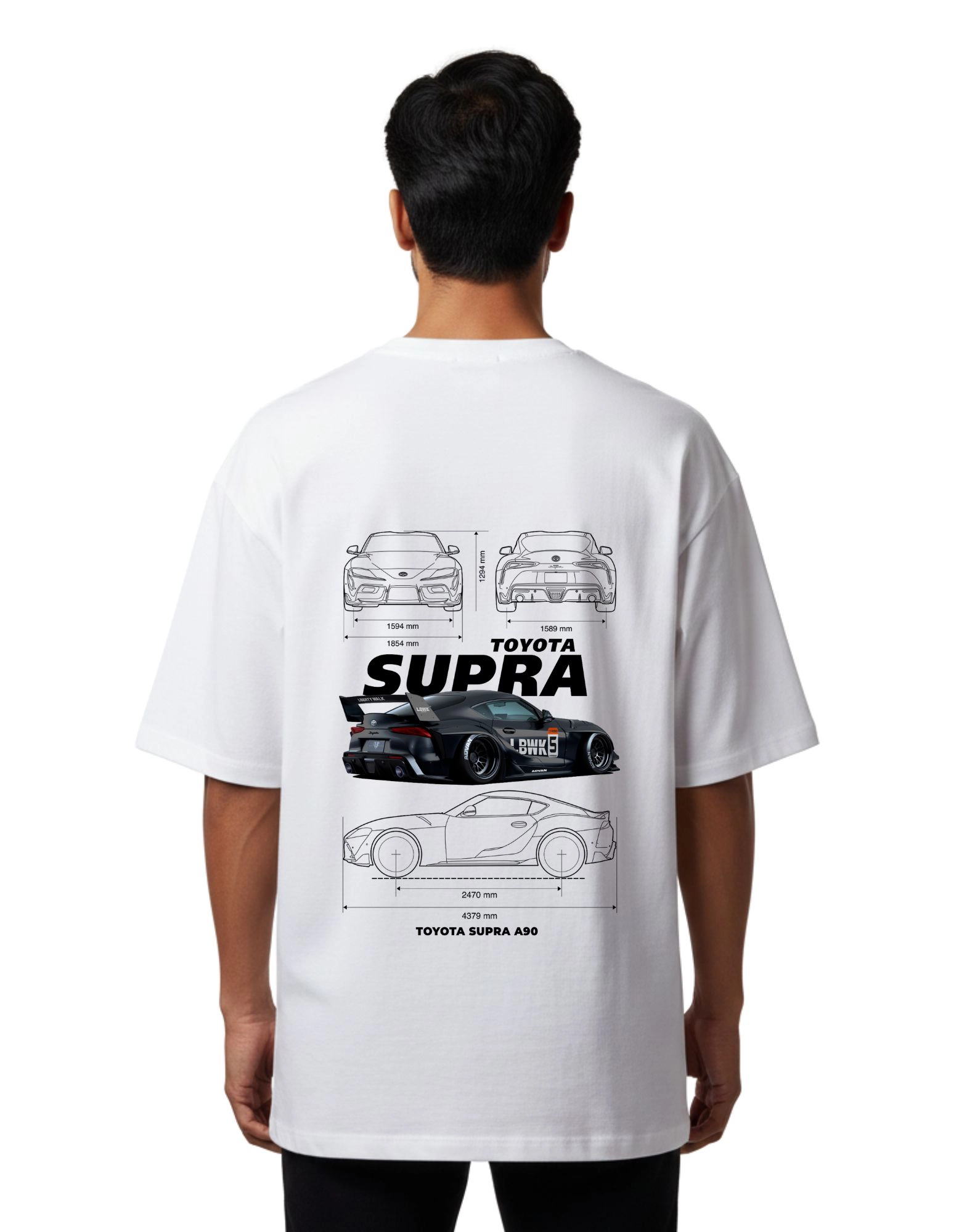 Toyota Supra Oversized French Terry 240 GSM T-Shirt White