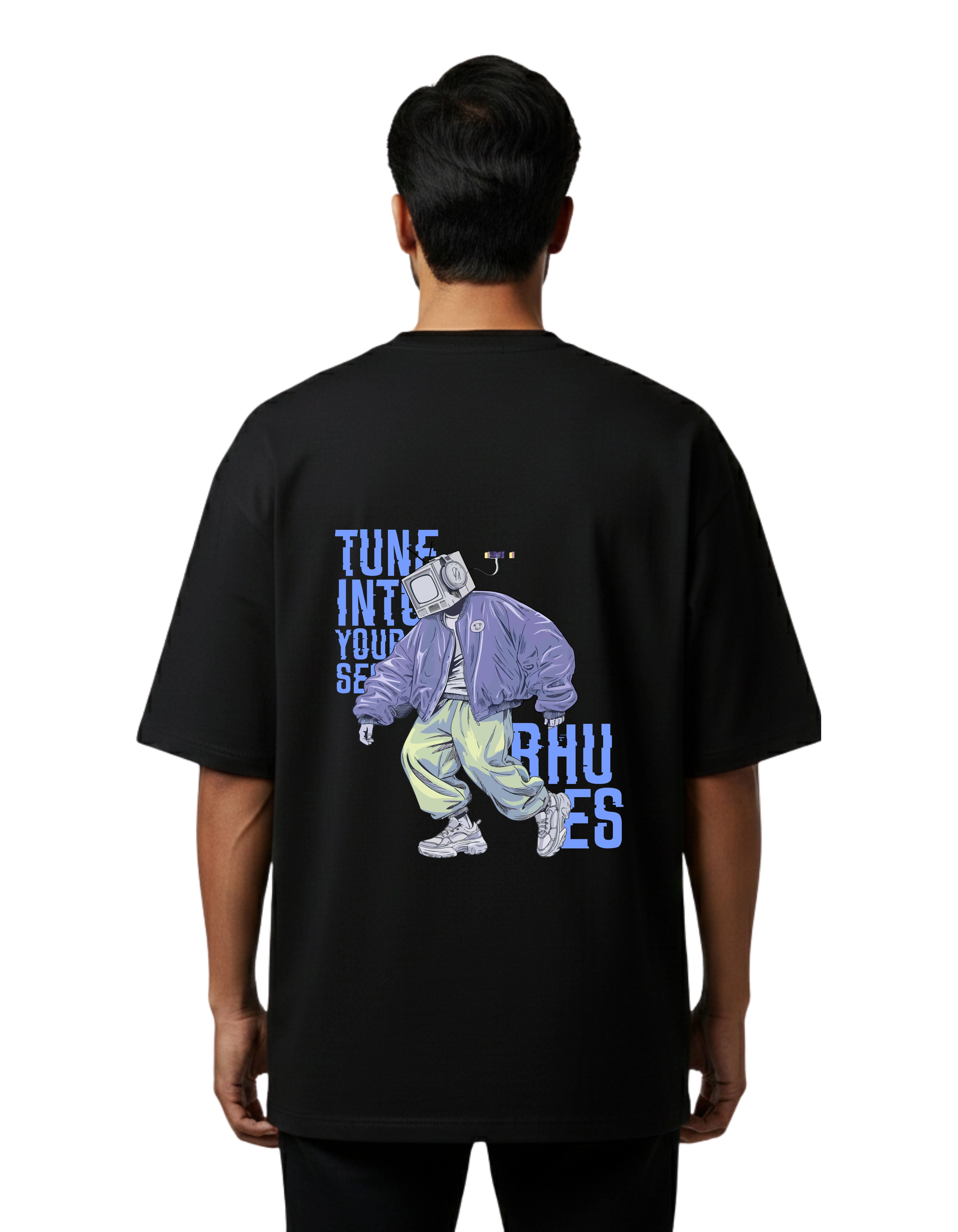 Tuned Street Vibes Oversized Cotton French Terry T-Shirt 240 GSM Black