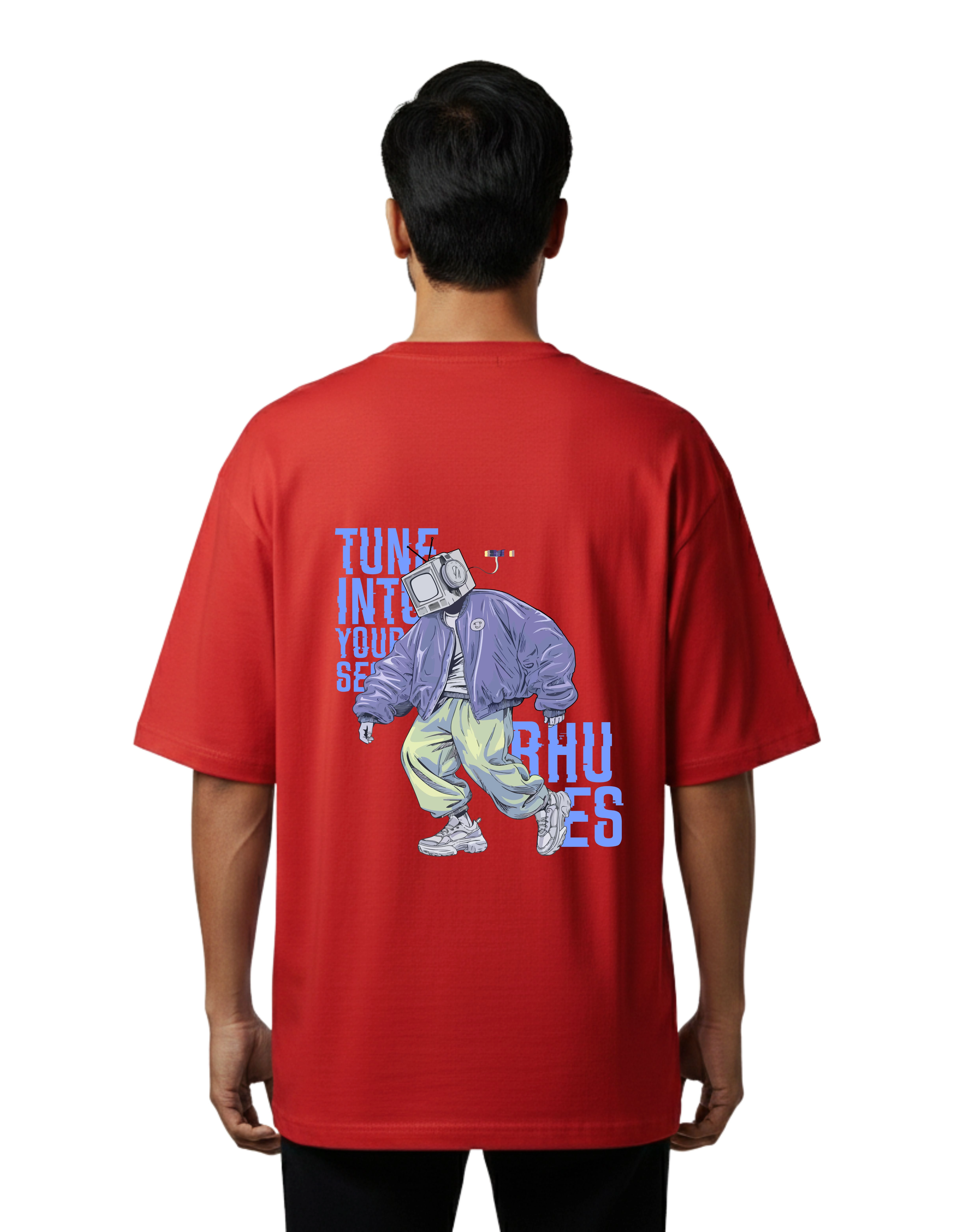 Tuned Street Vibes Oversized Cotton French Terry T-Shirt 240 GSM Red