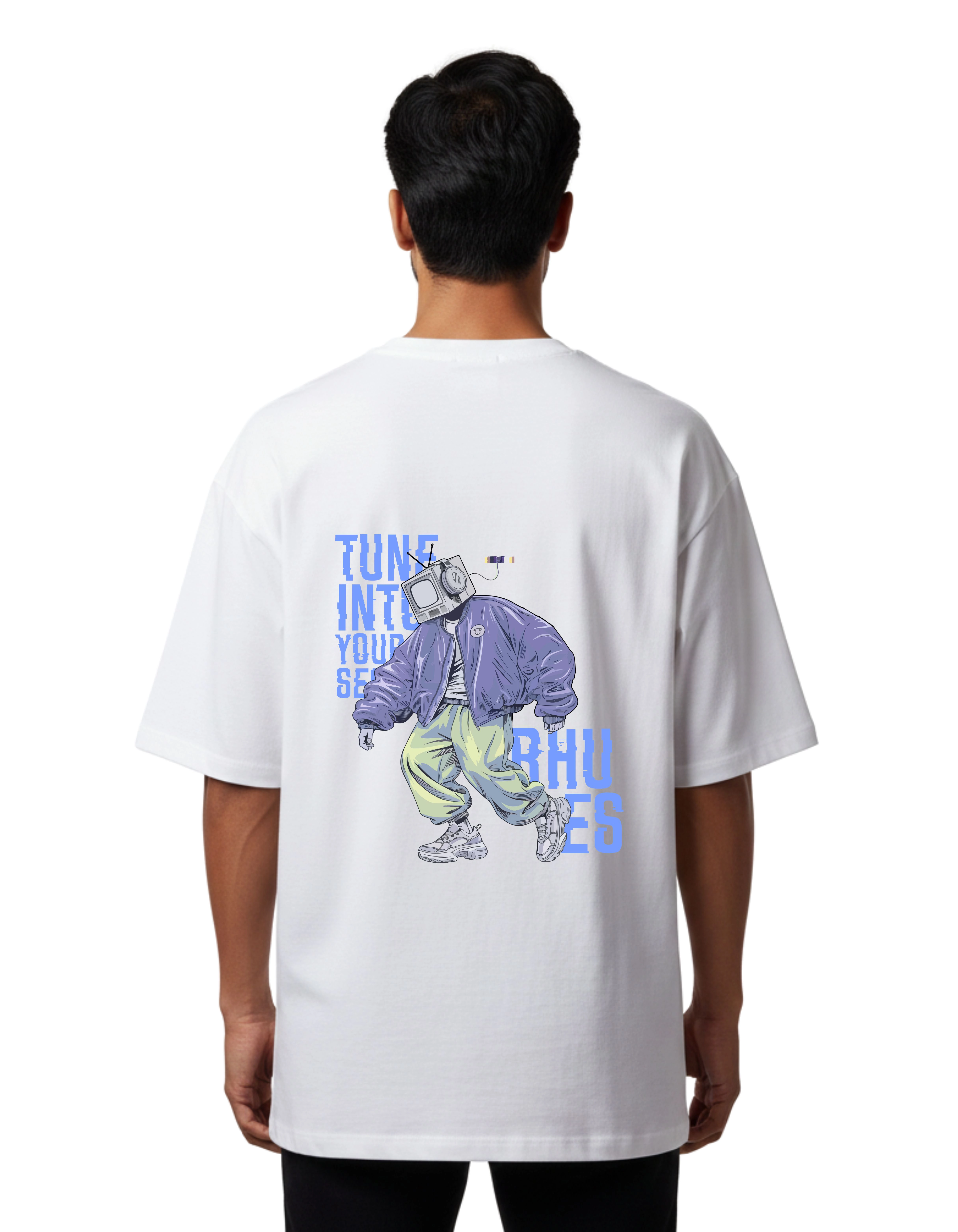 Tuned Street Vibes Oversized Cotton French Terry T-Shirt 240 GSM White