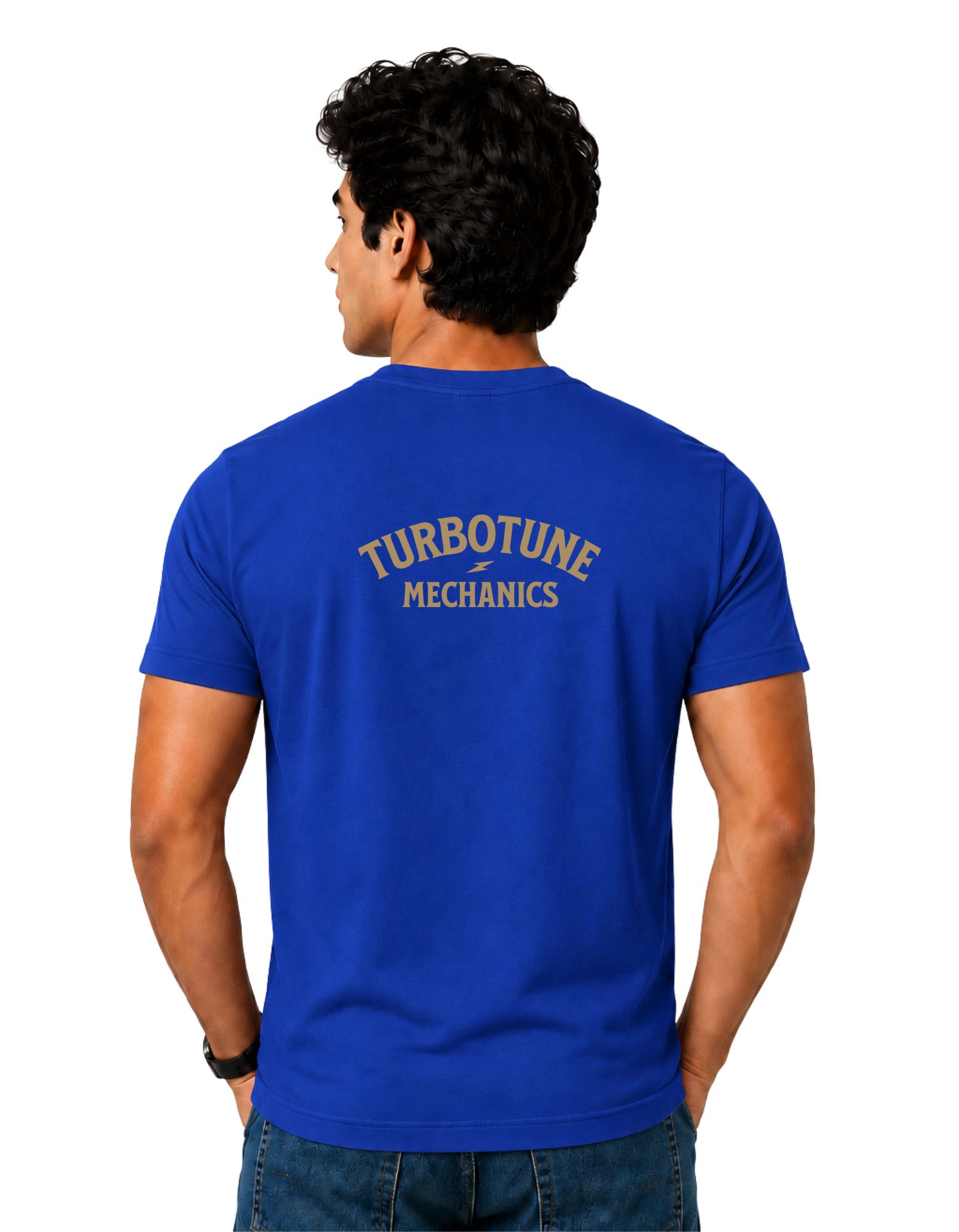 TurboTune Mechanics Cotton Round Neck T-Shirt 180 GSM Royal Blue