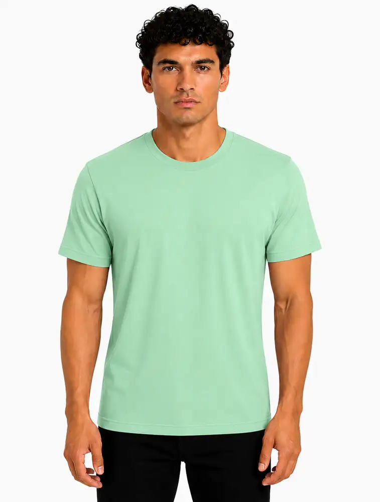 Turquoise Green Premium Polycotton 180 GSM Round Neck T-Shirt