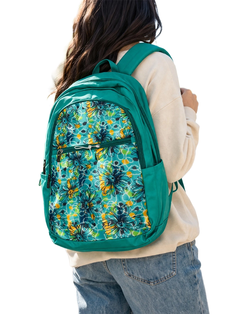 Turquoise Trendy Printed Casual Backpacks  