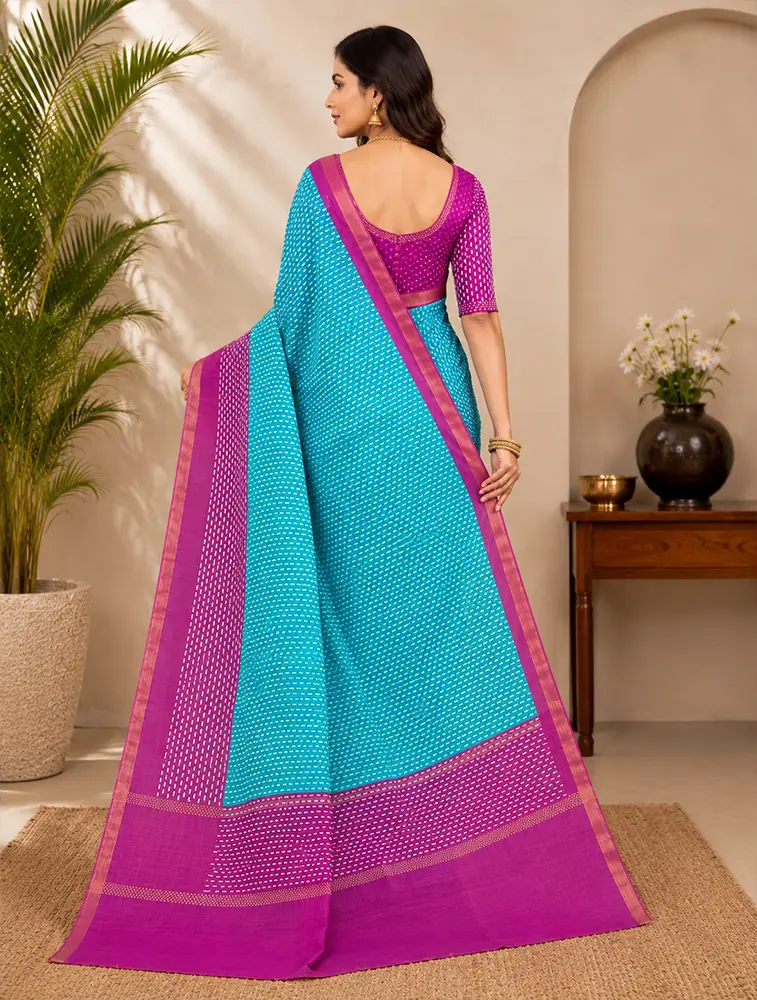 Turquoise Womens Pure Linen Premium Weaves Sarees — bulk from ₹1521