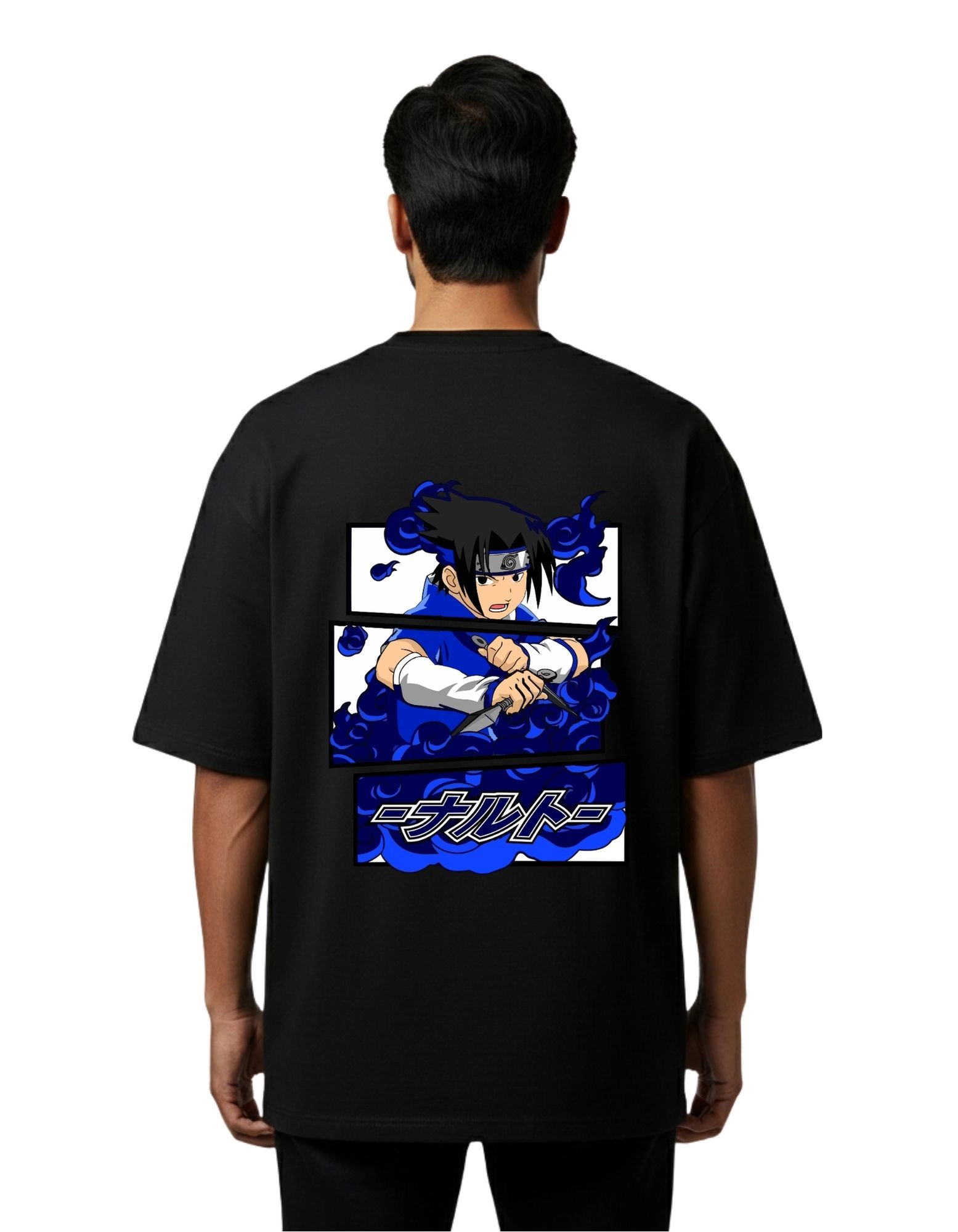 Uchiha Anime Oversized Cotton French Terry T-Shirt 240 GSM Black